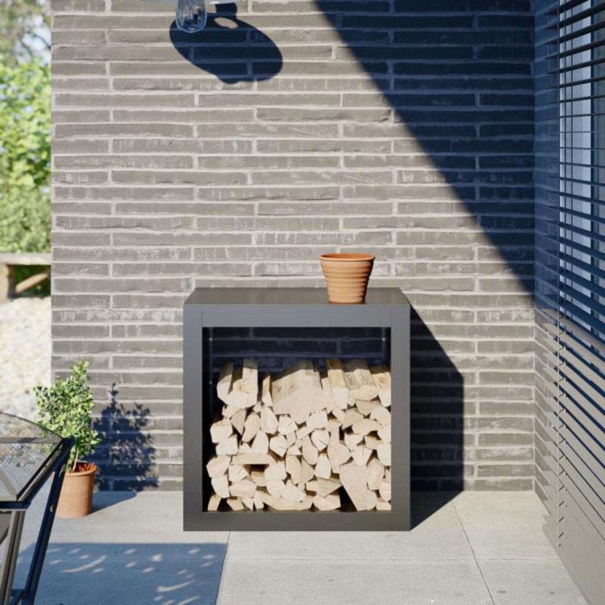 VIDAXL Portant de bois de chauffage anthracite 60x40x60 cm acier