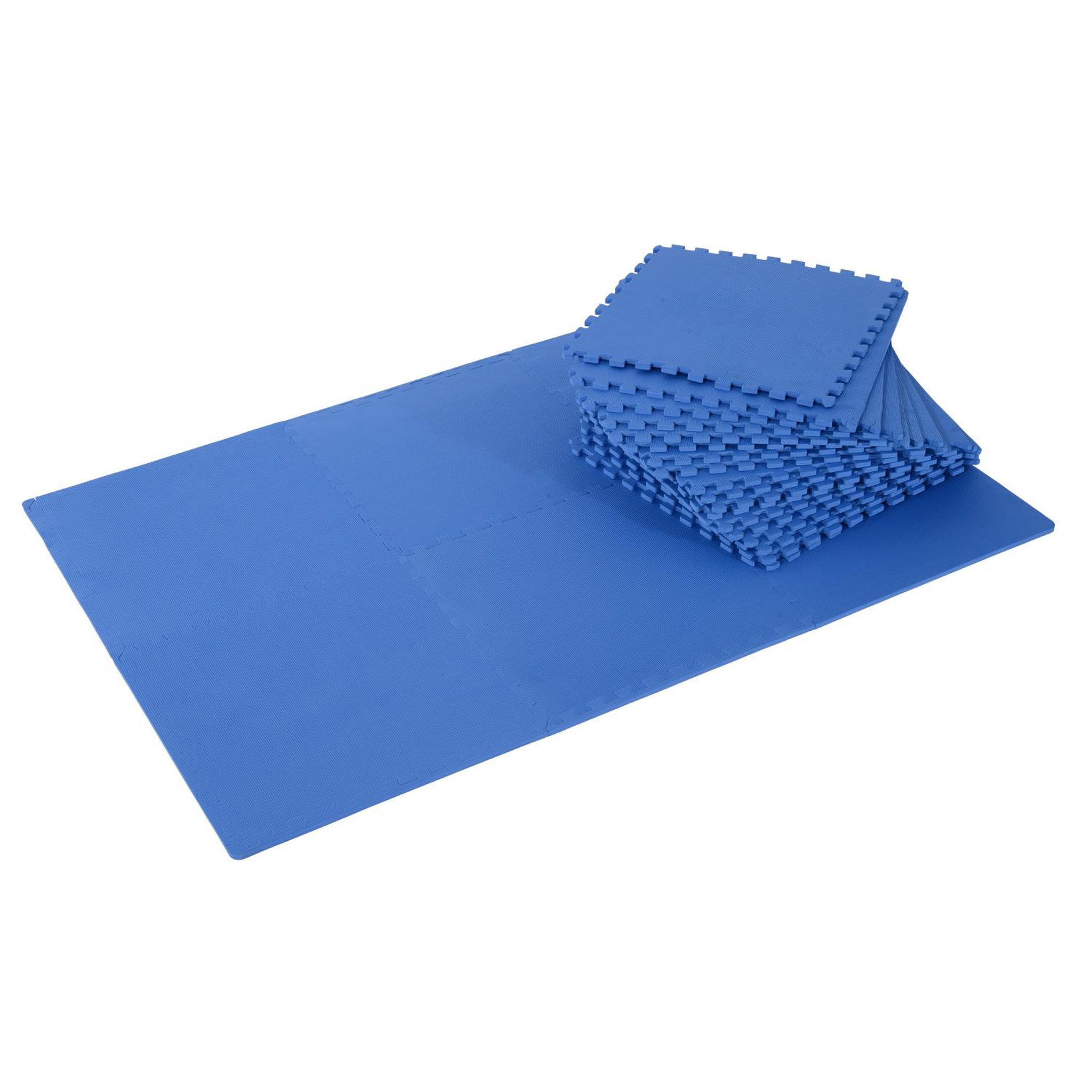 Voir la diapositive 1 : HOMCOM Tapis en mousse de protection sol tapis de fitness 62 cm x 62 cm x 1 cm avec bordures tapis puzzle 25 pièces 9,3 m² de surface bleu
