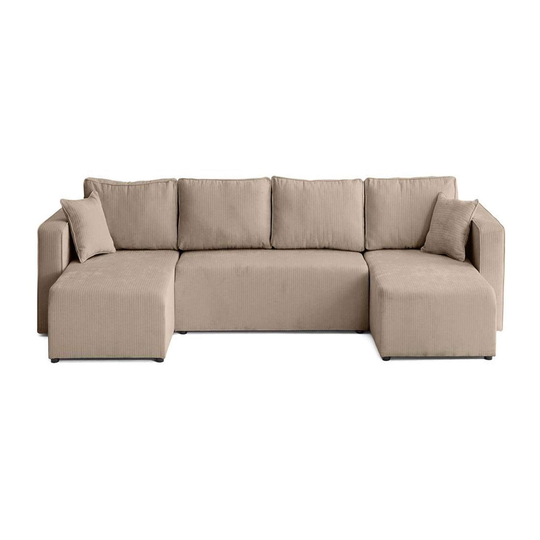 Voir la diapositive 1 : BEST MOBILIER Topaze - canapé panoramique en u - 7 places - convertible avec coffre - en velours côtelé plat