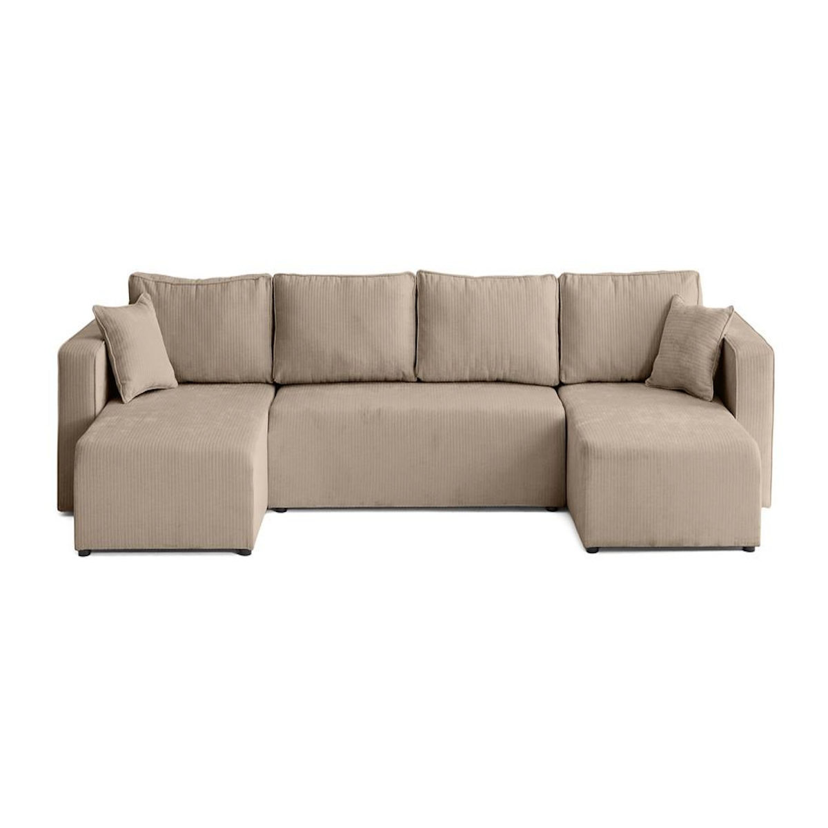 BEST MOBILIER Topaze - canapé panoramique en u - 7 places - convertible avec coffre - en velours côtelé plat