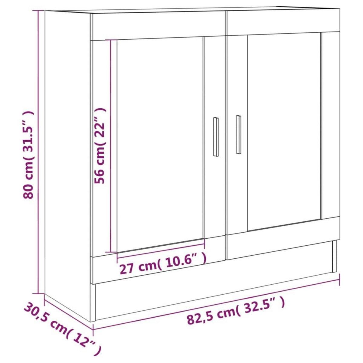 VIDAXL Armoire a vitrine Sonoma gris 82,5x30,5x80 cm Bois d'ingenierie