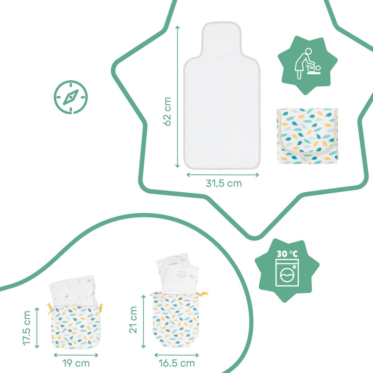 BADABULLE Kit à langer Pockets & Go