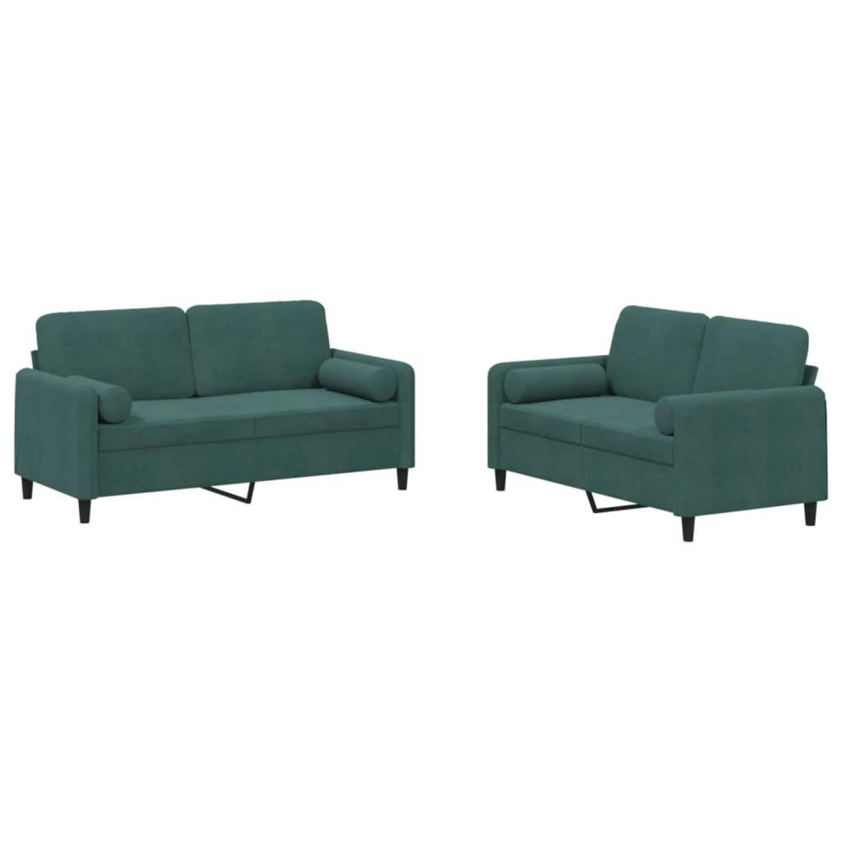 VIDAXL Ensemble de canapes 2 pcs avec coussins vert fonce velours