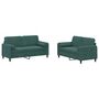 Voir la diapositive 2 : VIDAXL Ensemble de canapes 2 pcs avec coussins vert fonce velours