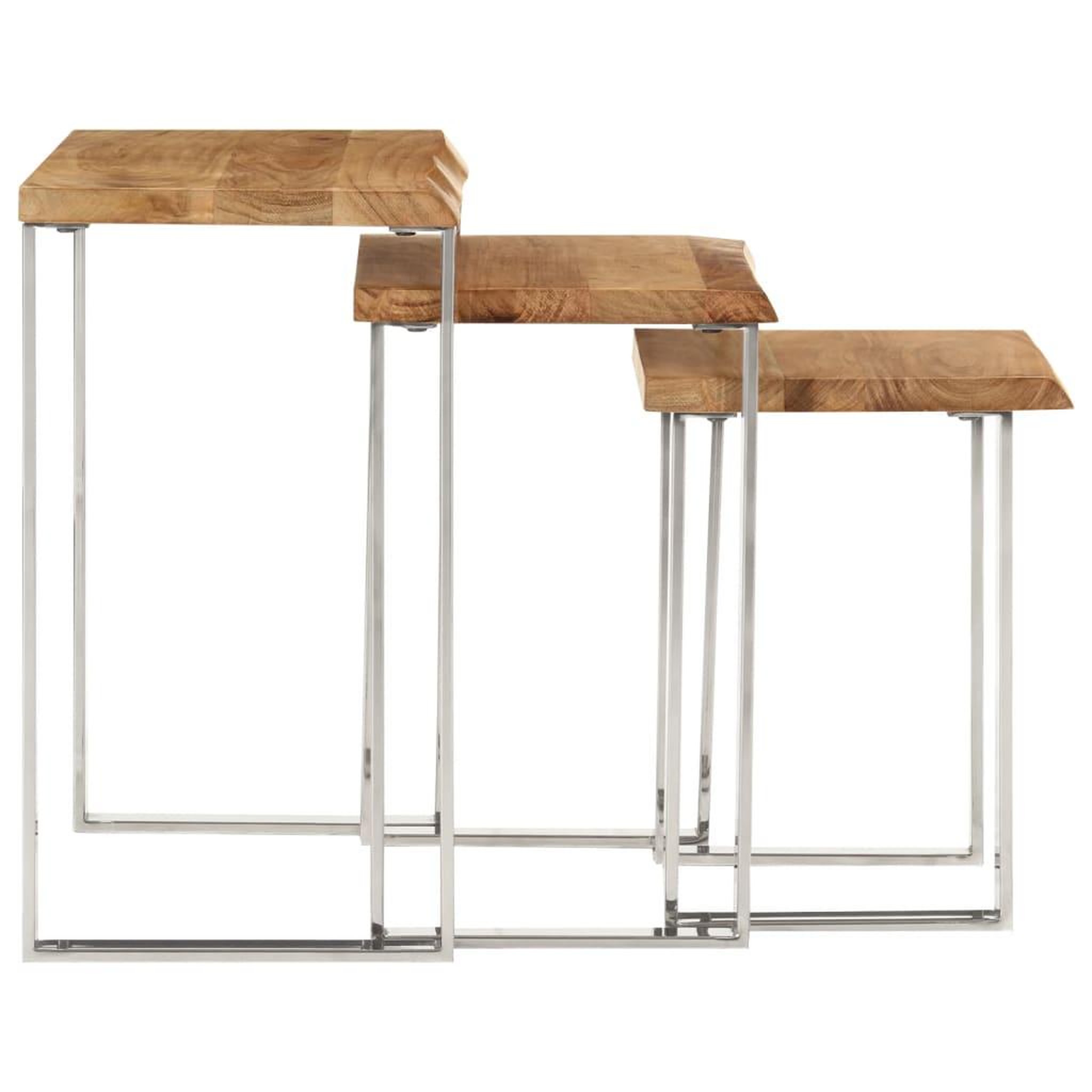 Voir la diapositive 4 : VIDAXL Tables gigognes 3 pcs avec bord vivant bois massif d'acacia