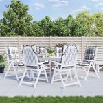 VIDAXL Coussins de chaise a dossier haut lot de 6 motif carreaux gris