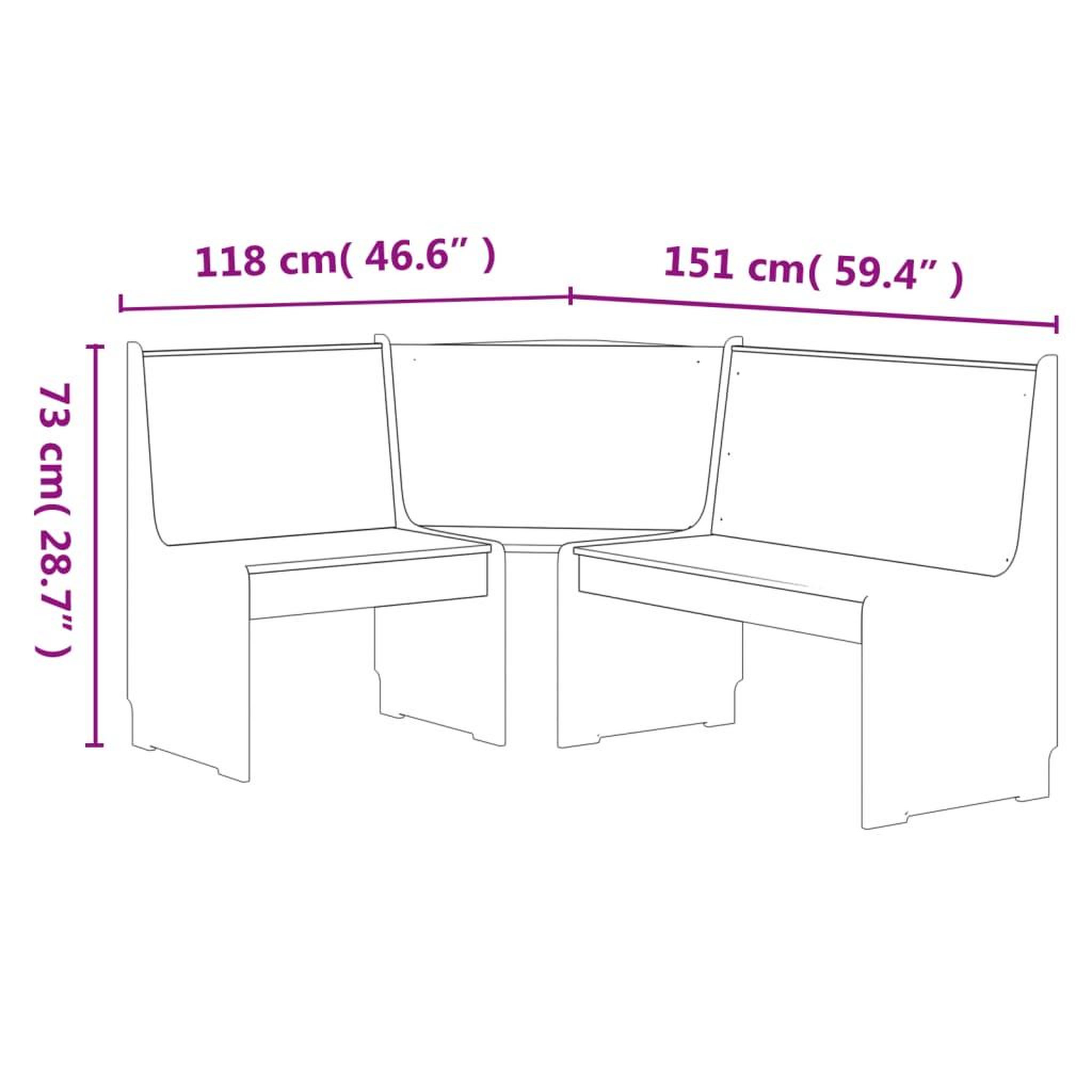 Voir la diapositive 5 : VIDAXL Banc d'angle REINE 151 cm marron miel et blanc bois pin solide