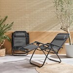 SWEEEK Lot de 2 fauteuils relax – Patrick – Textilène, pliables, multi-positions, taupe. Coloris disponibles : Marron, Gris