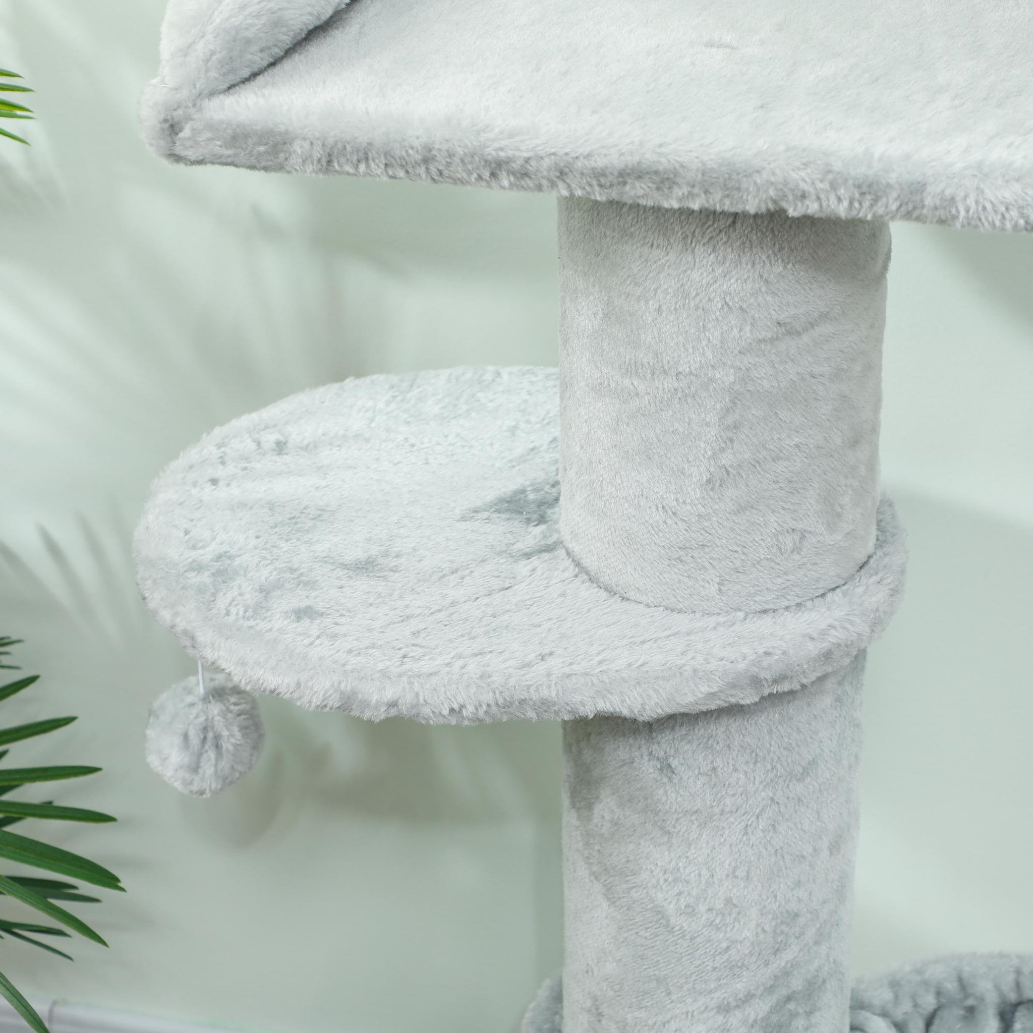 Voir la diapositive 5 : PAWHUT Arbre à chat design gris clair h.103cm - griffoir, hamac, jeu boule, plateformes