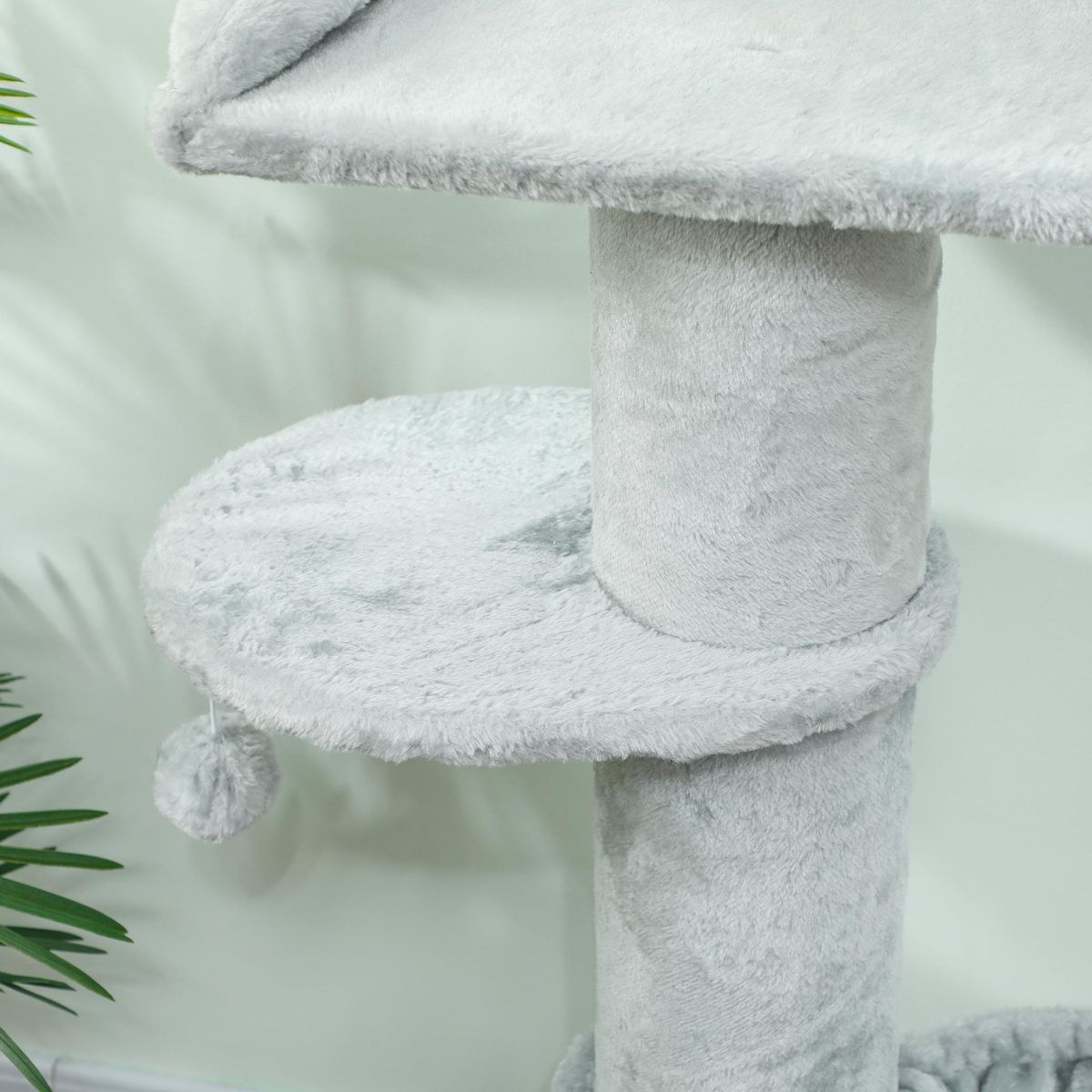 PAWHUT Arbre à chat design gris clair H.103cm - griffoir, hamac, jeu boule, plateformes