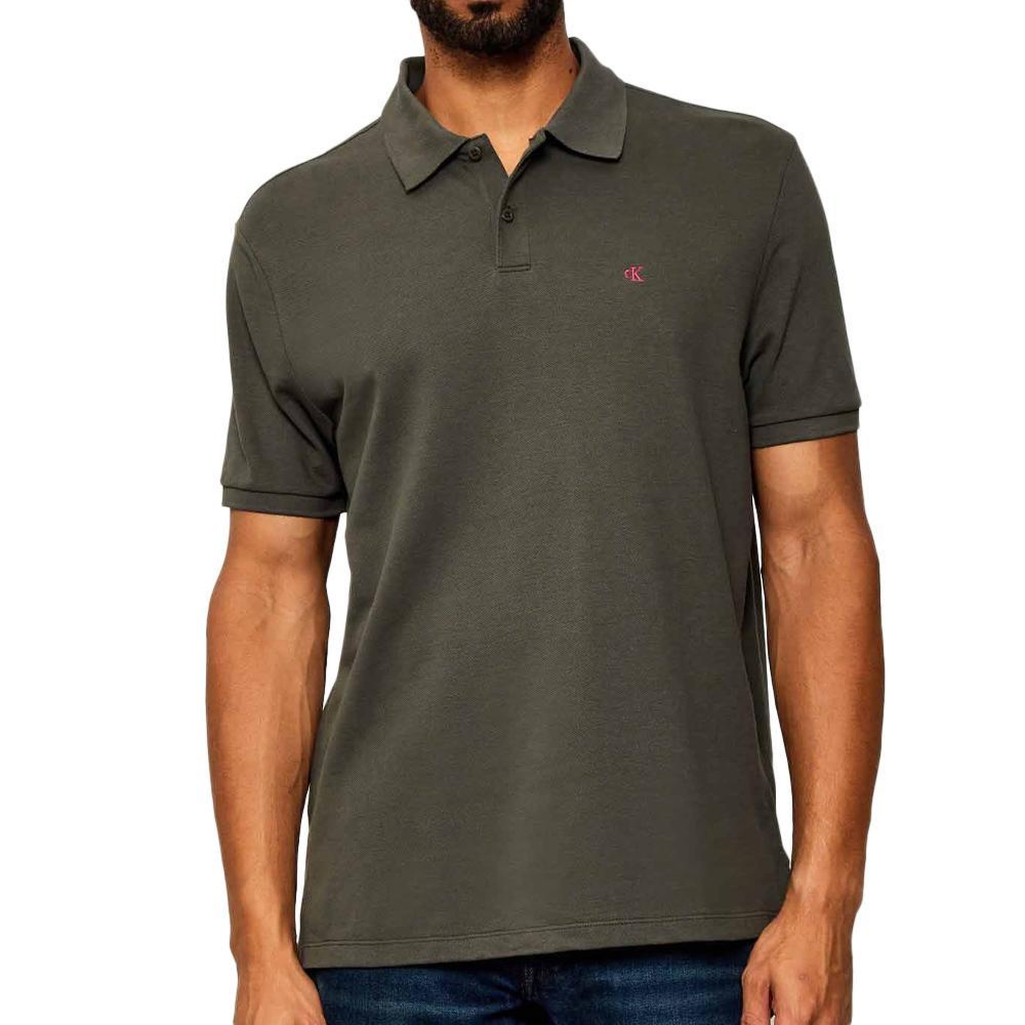 CALVIN KLEIN JEANS Polo Kaki Homme Calvin Klein Jeans Ss Monogram Pique. Coloris disponibles : Vert