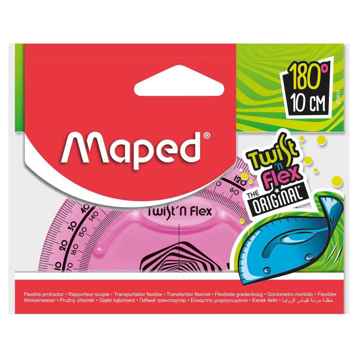 MAPED Rapporteur en plastique flexible 10cm Twist'n'Flex 180° rose