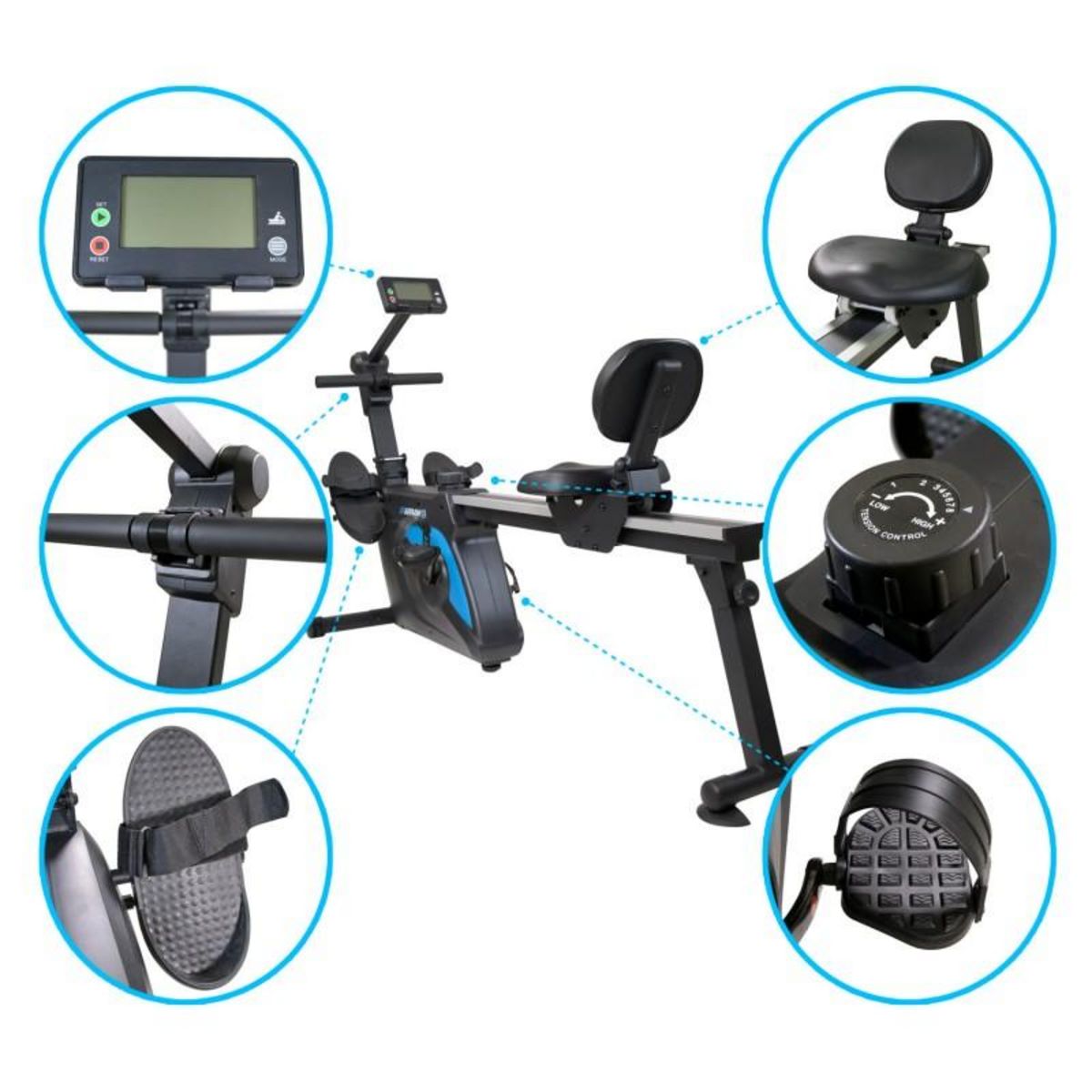 SPARRAW Rameur - Vélo semi allongé 2en1 pliable SUPER SKIPPER Résistance magnétique réglable 8 niveaux, Roue d'inertie 2kg