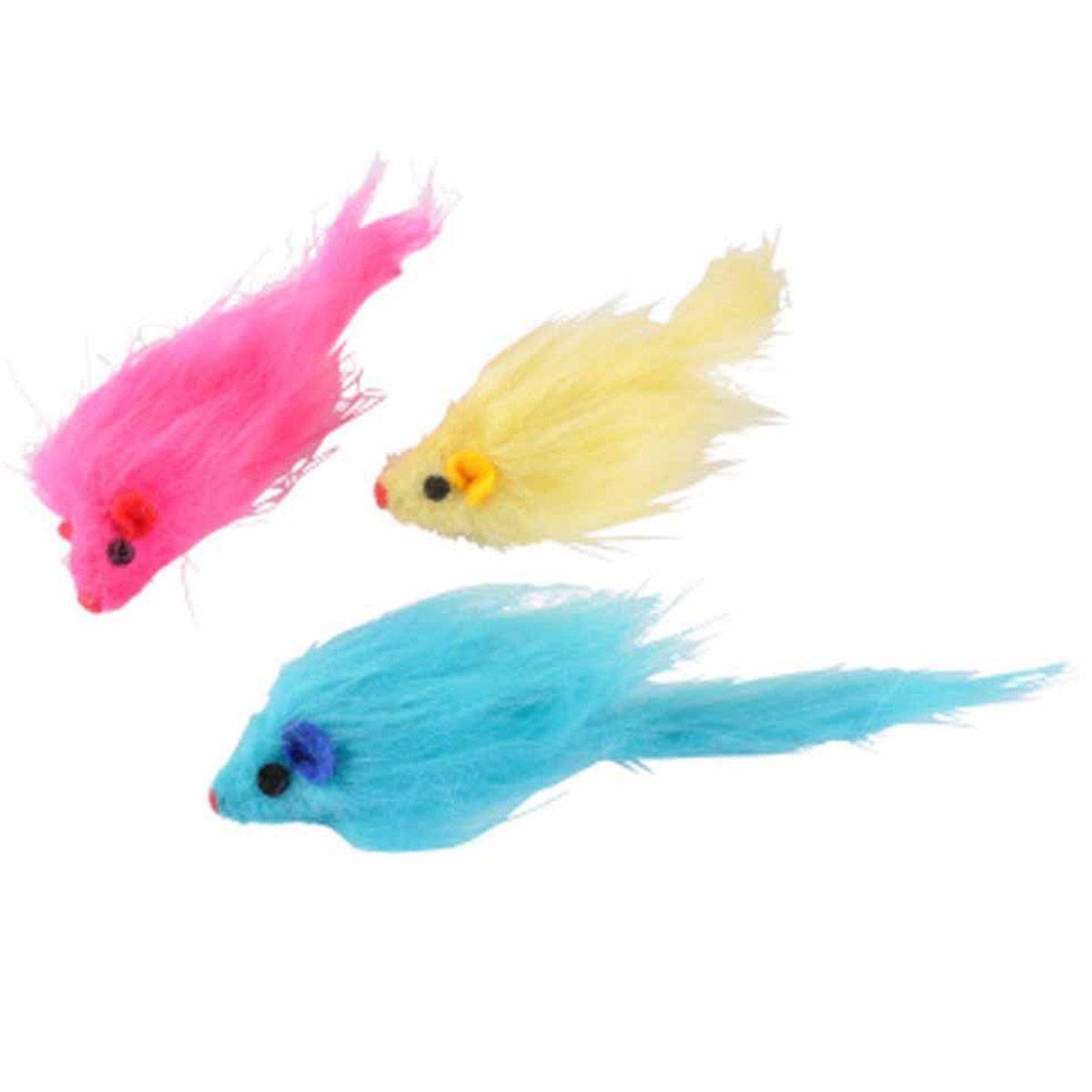 HOMEA Lot de 3 jouets pour chat  souris  6cm multicolore