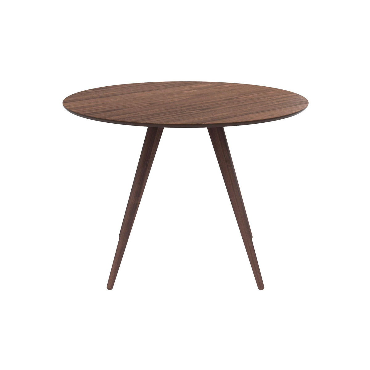 MAISON PAVANE Table ronde 4 personnes en bois foncé finition noyer D105 cm-Liwa