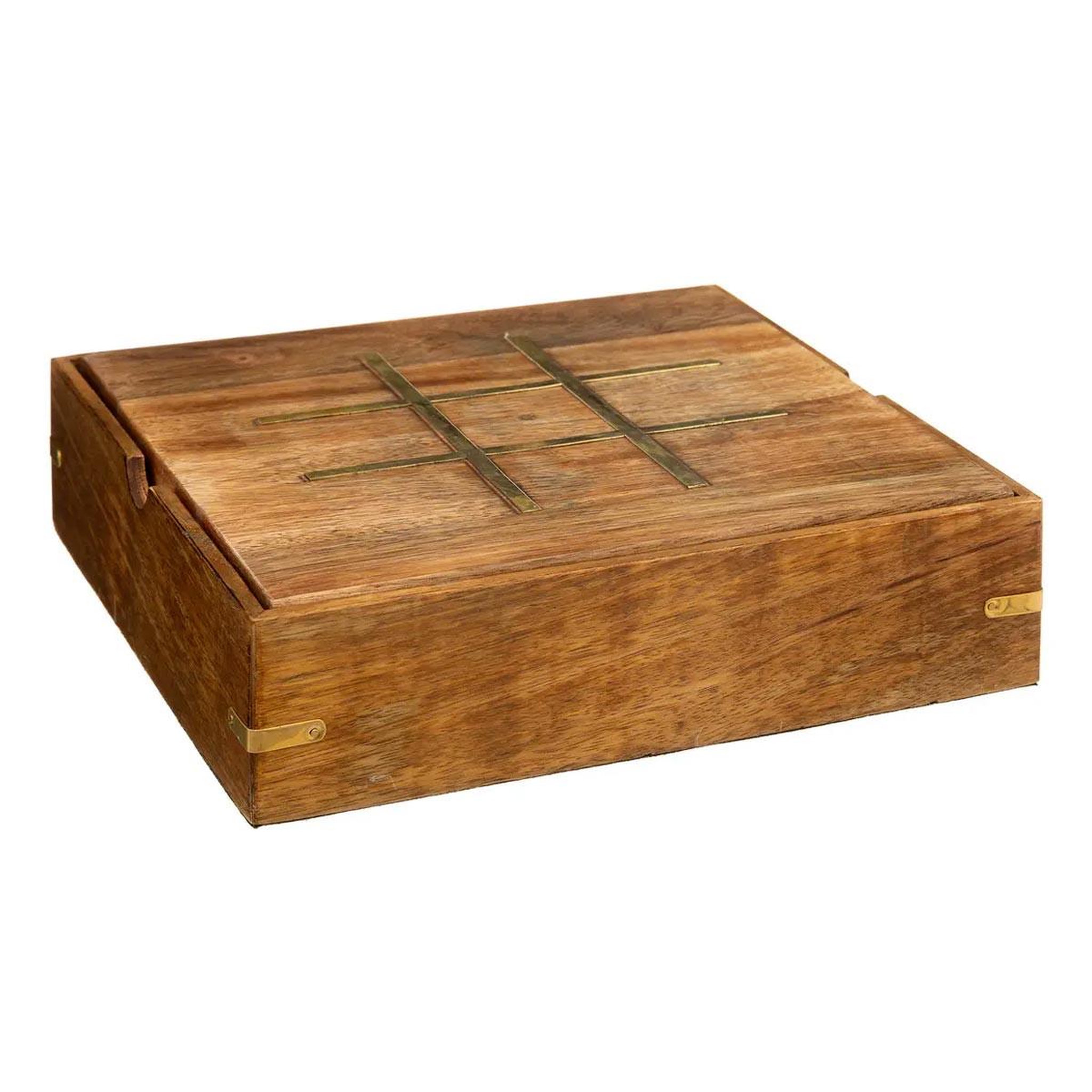 ATMOSPHERA Plateau multi-jeux en bois déco  ines  23cm marron