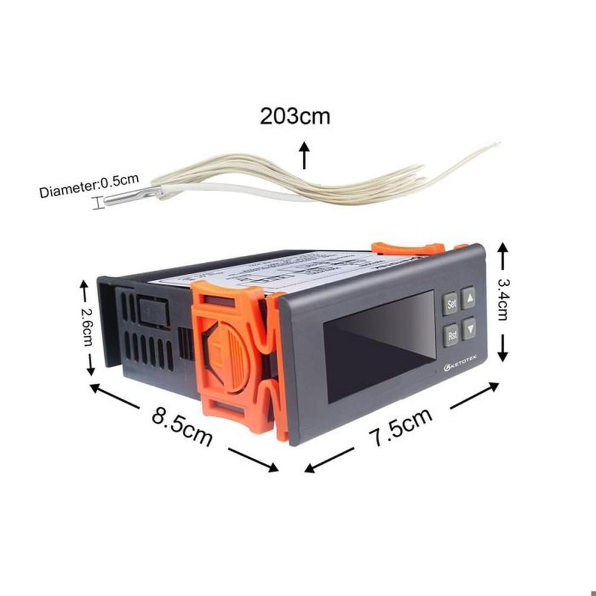Voir la diapositive 4 : Thermostat régulateur digital avec sonde NTC 30°C à 300°C, affichage LED, précision ±1°C, 220V 30A
