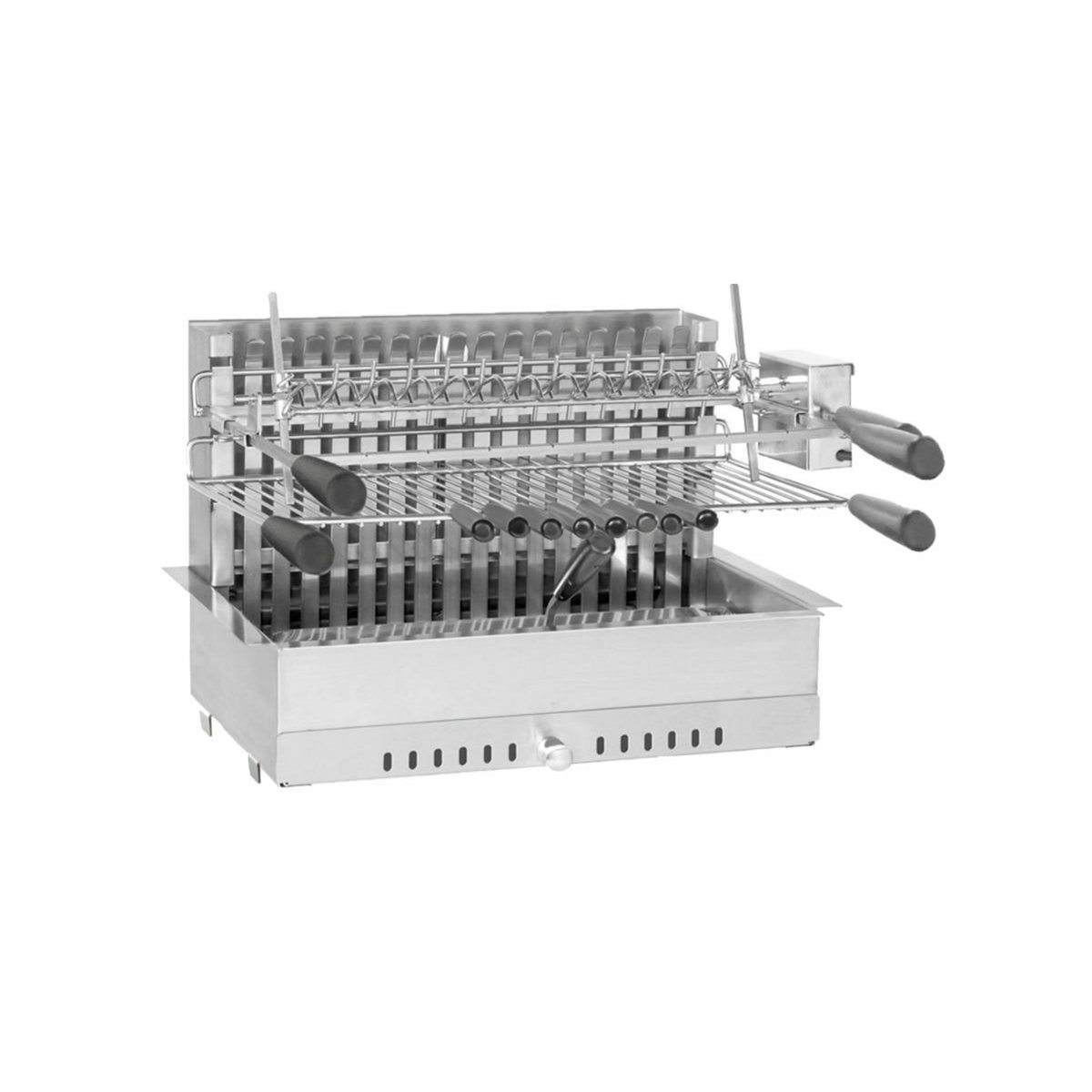 FORGE ADOUR Barbecue charbon encastrable et à poser avec tournebroche électrique 918.66 - Forge Adour