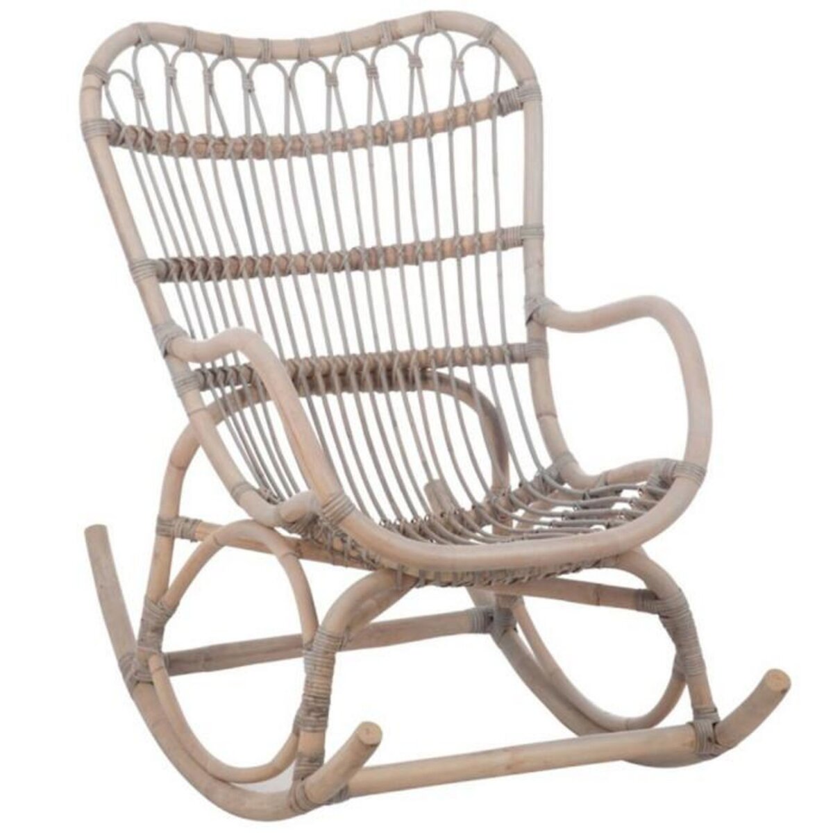Paris Prix Fauteuil à Bascule en Rotin  Washi  110cm Gris