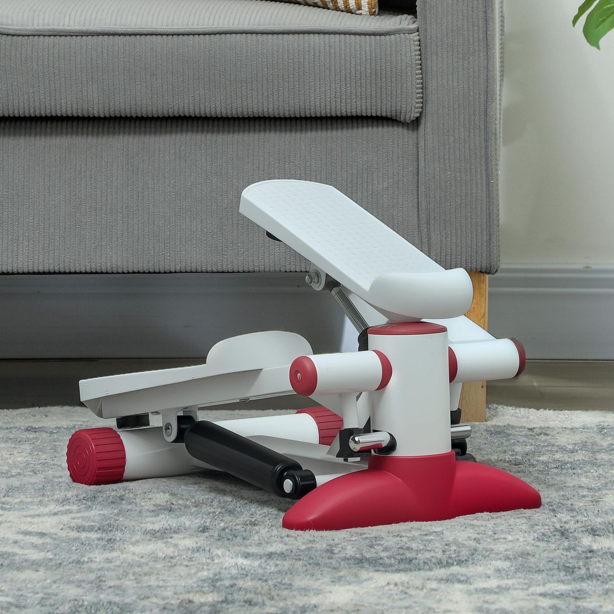 HOMCOM Mini stepper compteur LCD 4 fonctions répétitions, durée, fréquence, calories acier PP rouge gris