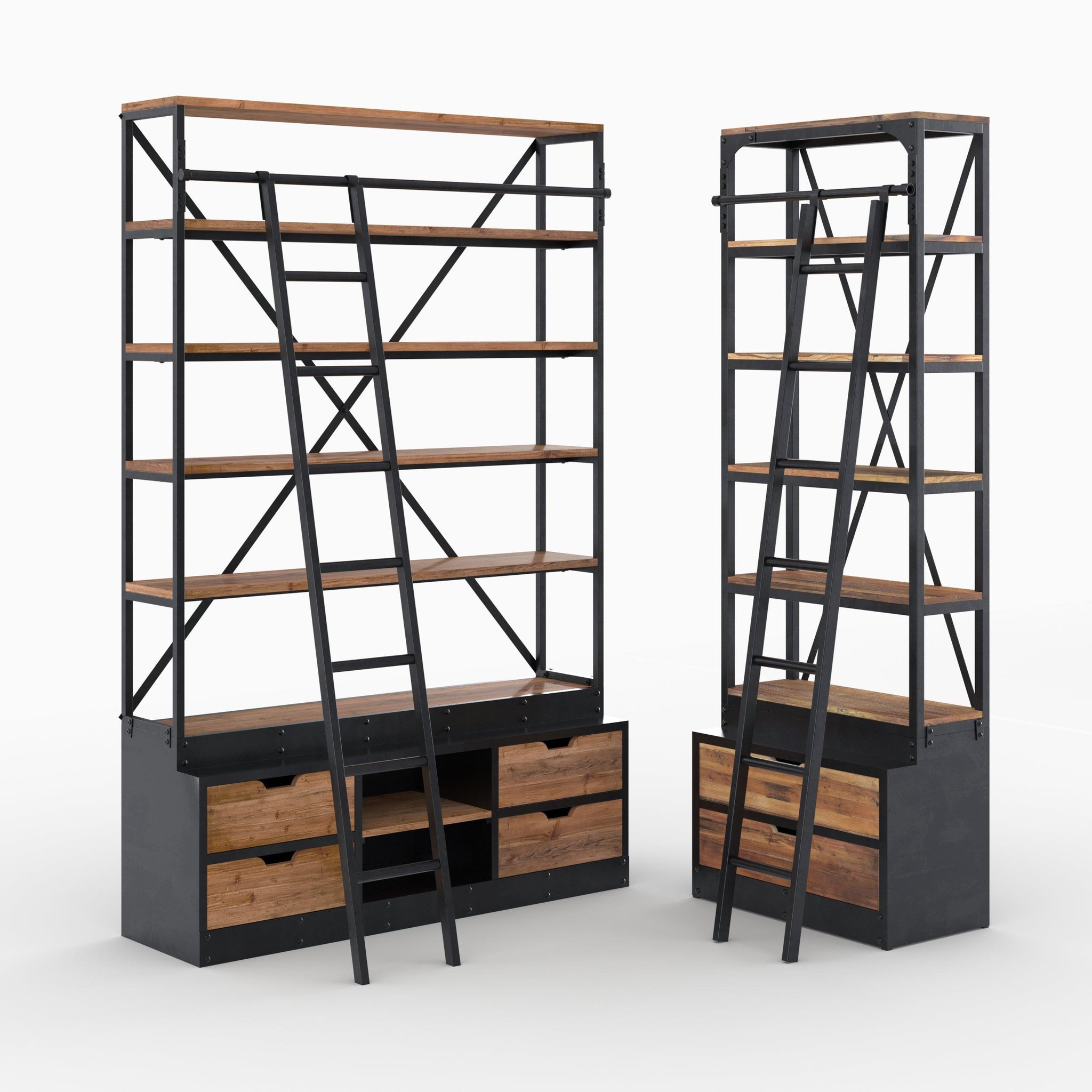 MAISON PAVANE Ensemble de 2 bibliothèques en bois et métal-kasi
