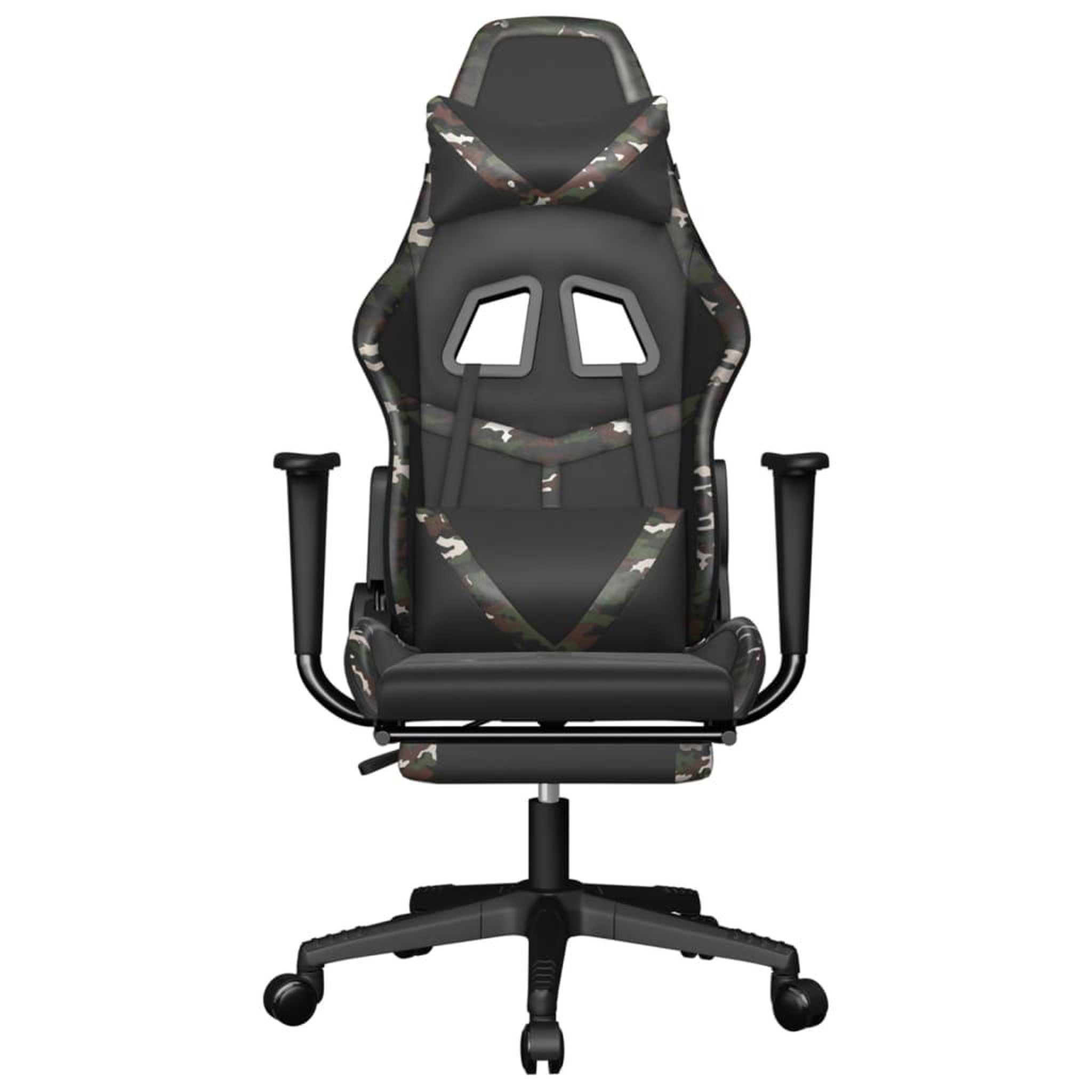 Voir la diapositive 3 : VIDAXL Chaise de jeu avec repose-pied Noir et camouflage Similicuir