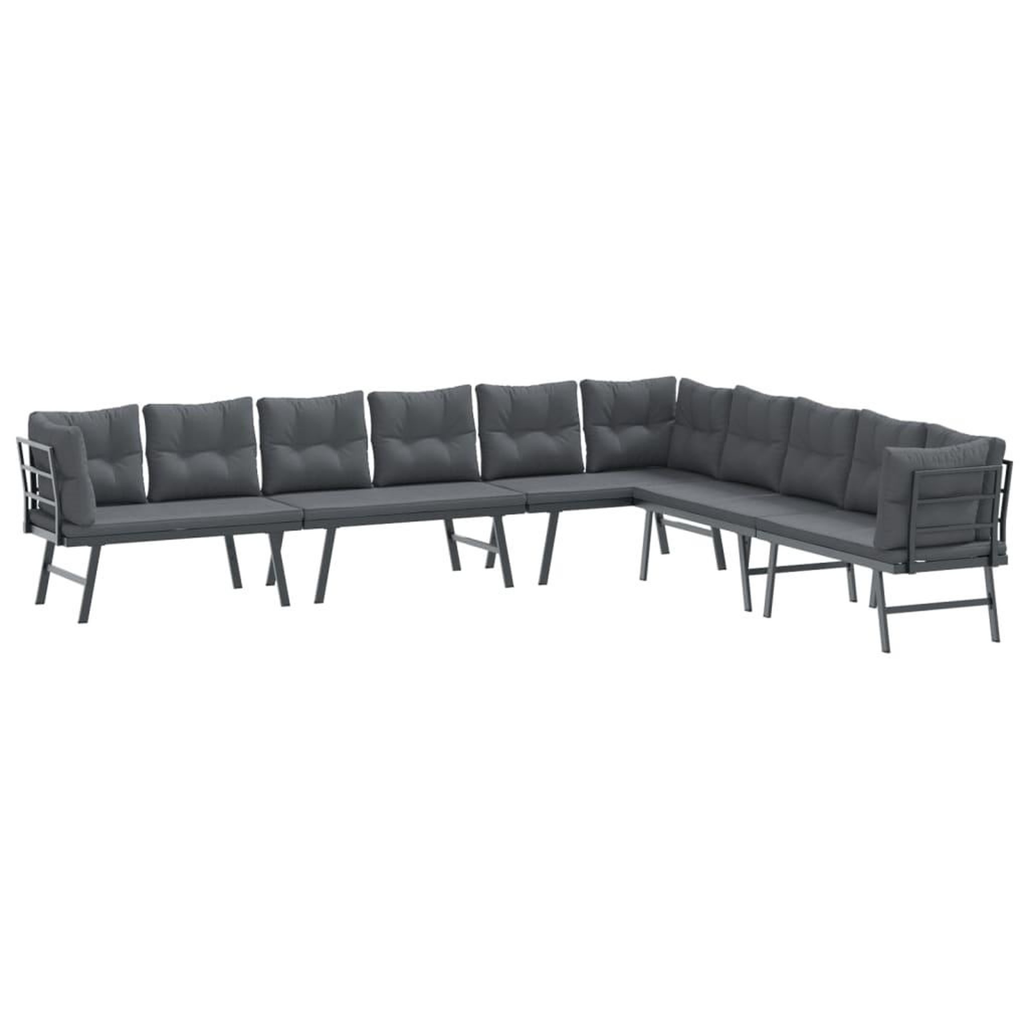 Voir la diapositive 2 : VIDAXL Bancs de jardin avec coussins lot de 4 acier enduit de poudre