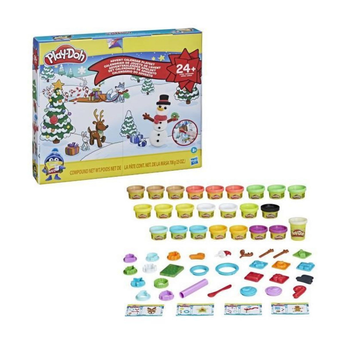 PLAYDOH Calendrier de l'Avent PLAY-DOH - 24 surprises - 24 Pots de pâte - tapis d'activité pour enfants des 3 ans