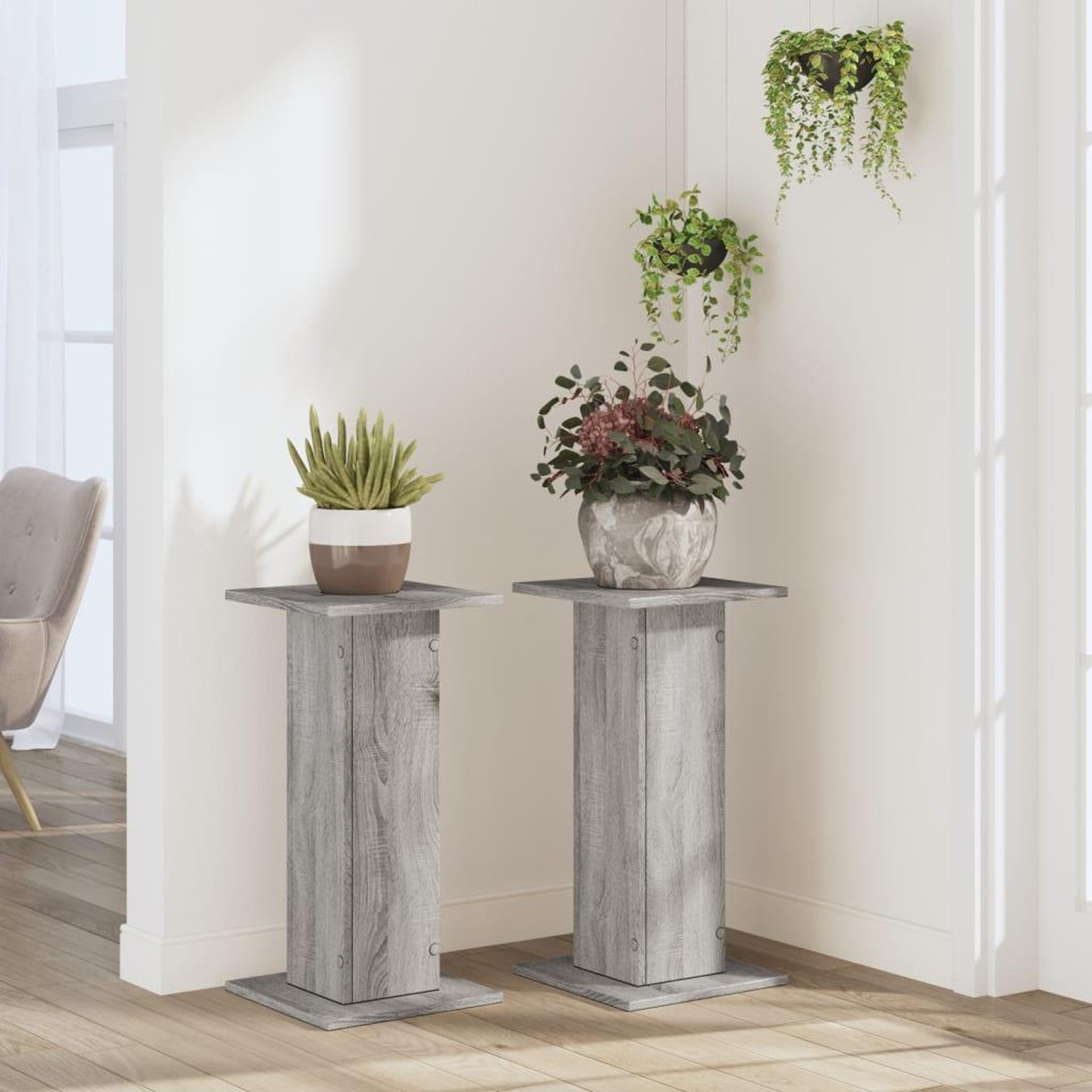Voir la diapositive 3 : VIDAXL Supports pour plantes 2 pcs sonoma gris bois d'ingenierie