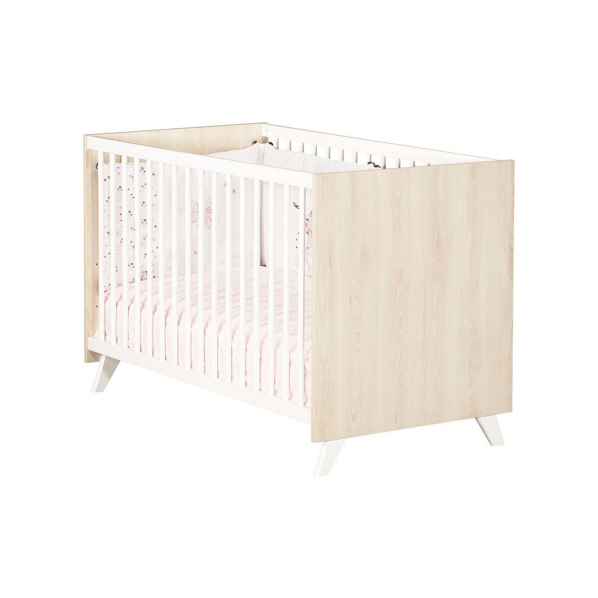BABY PRICE  Lit bébé sommier réglable  60x120cm SCANDI coloris naturel  