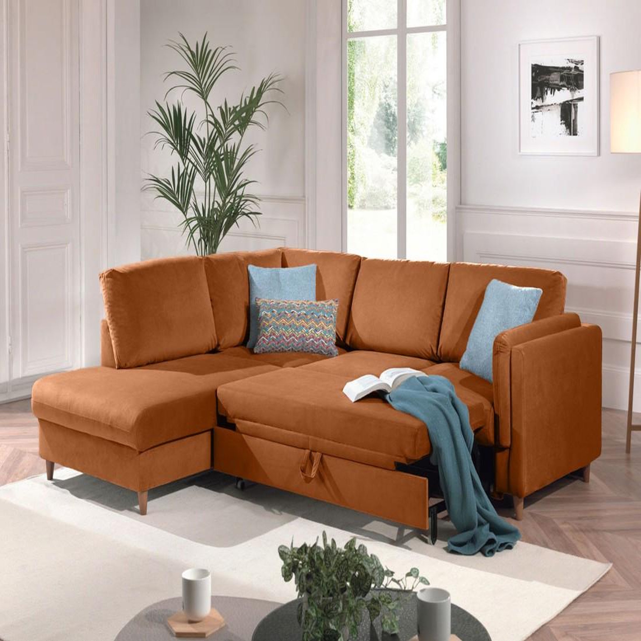 Voir la diapositive 3 : LISA DESIGN Brooke - canapé d'angle gauche - convertible - 5 places - en velours