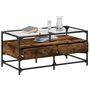 Voir la diapositive 3 : VIDAXL Table basse avec dessus en verre chene fume 98,5x50x45 cm acier