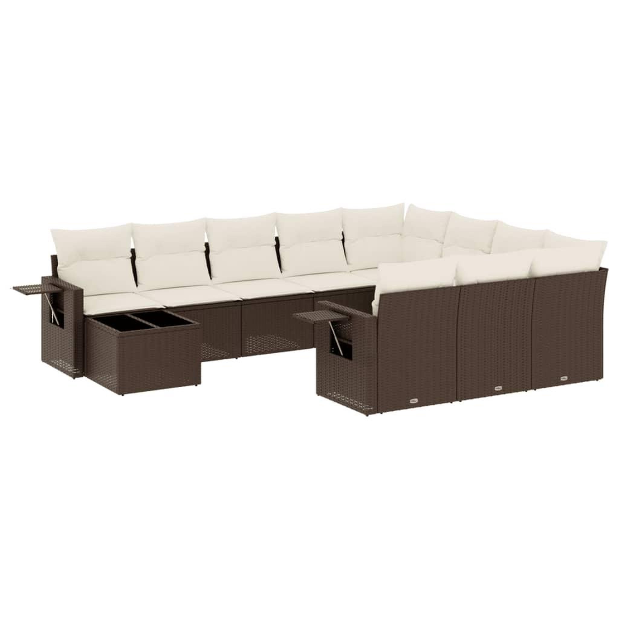 Voir la diapositive 2 : VIDAXL Salon de jardin et coussins 11 pcs marron resine tressee