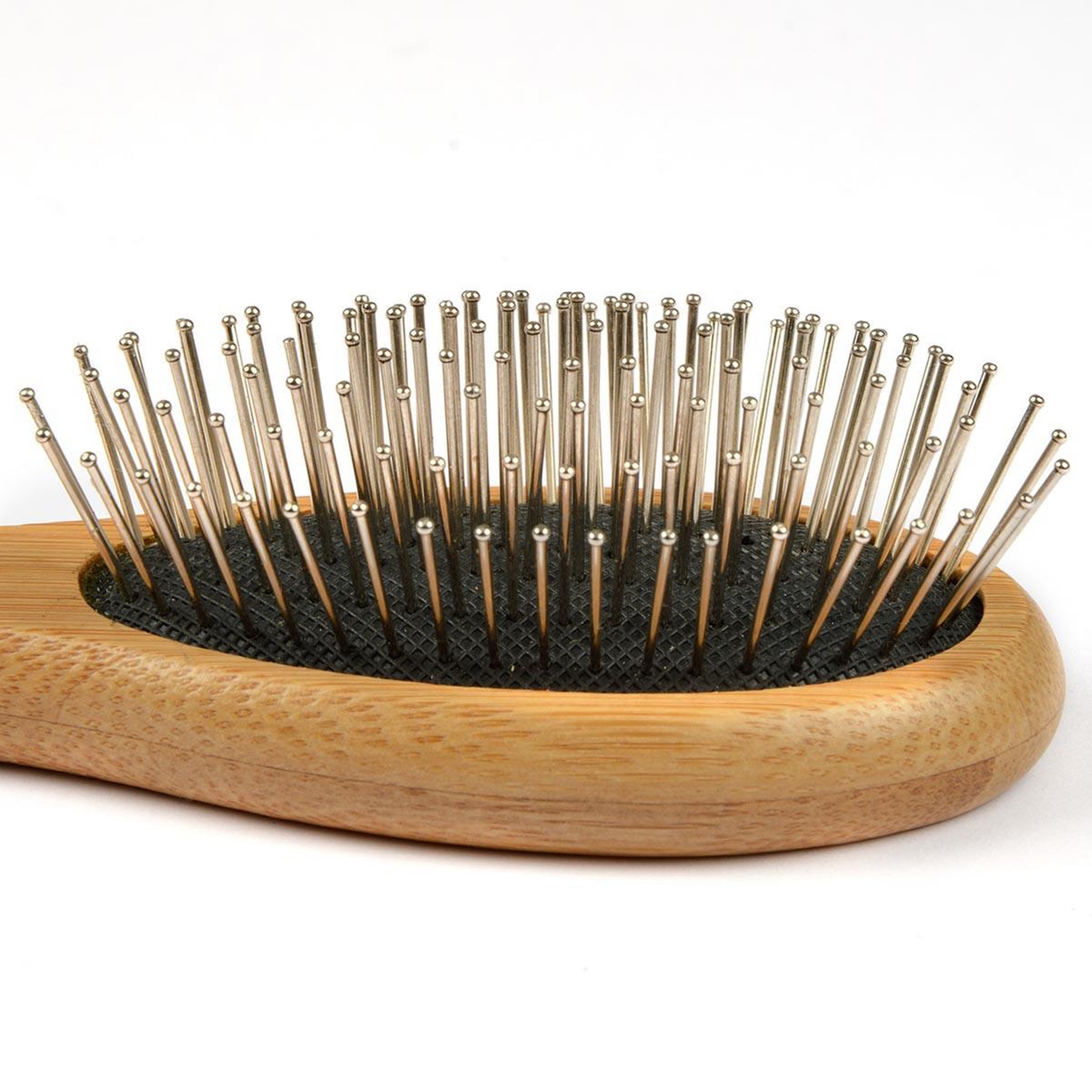 Voir la diapositive 2 : LOVE STORY Brosse de toilettage bambou  picots perles  22cm naturel
