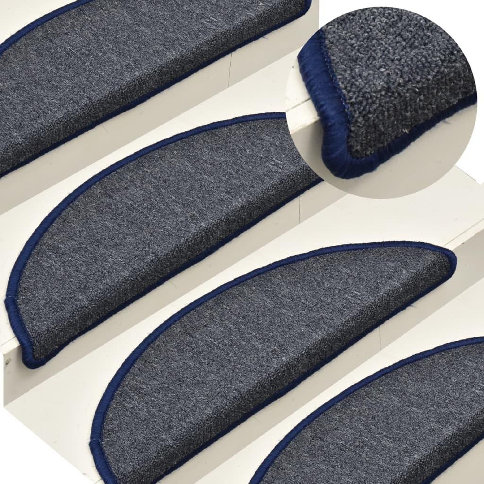 Voir la diapositive 1 : VIDAXL Tapis de marches d'escalier 15 pcs Gris fonce et bleu 56x17x3cm