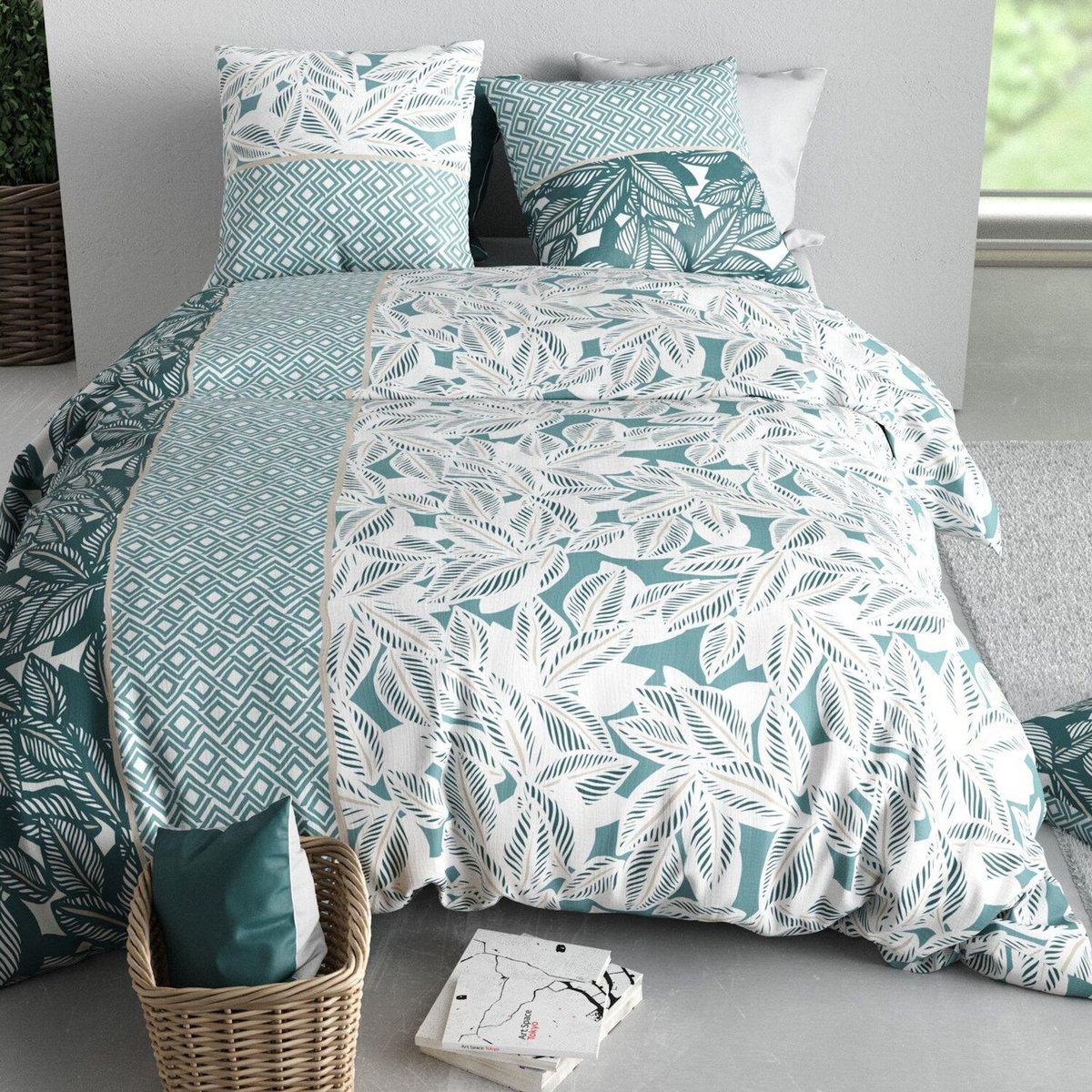ATELIER DU COTON Parure Housse De Couette 100% Coton 57fils Foliage
