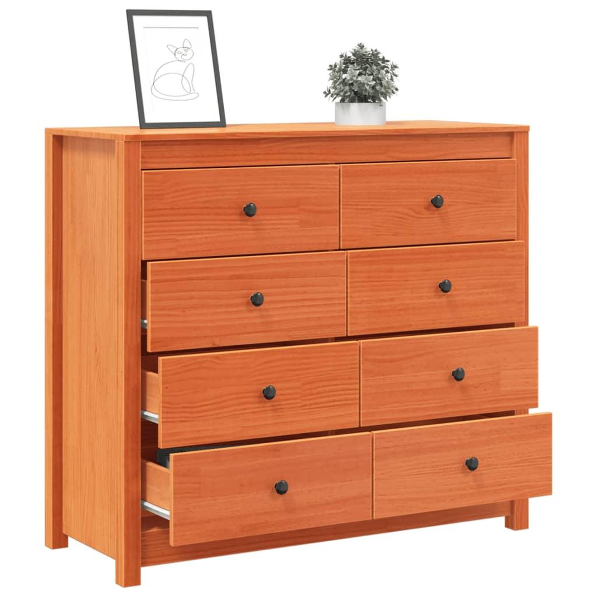 Voir la diapositive 5 : VIDAXL Armoire laterale cire marron 100x40x90 cm bois de pin massif