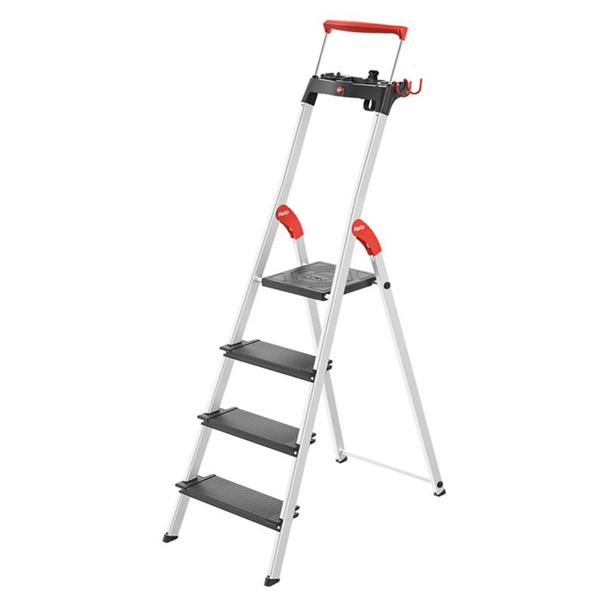 Voir la diapositive 4 : HAILO Escabeau en aluminium 4 marches Larges Hailo L100 + Plateforme TP1