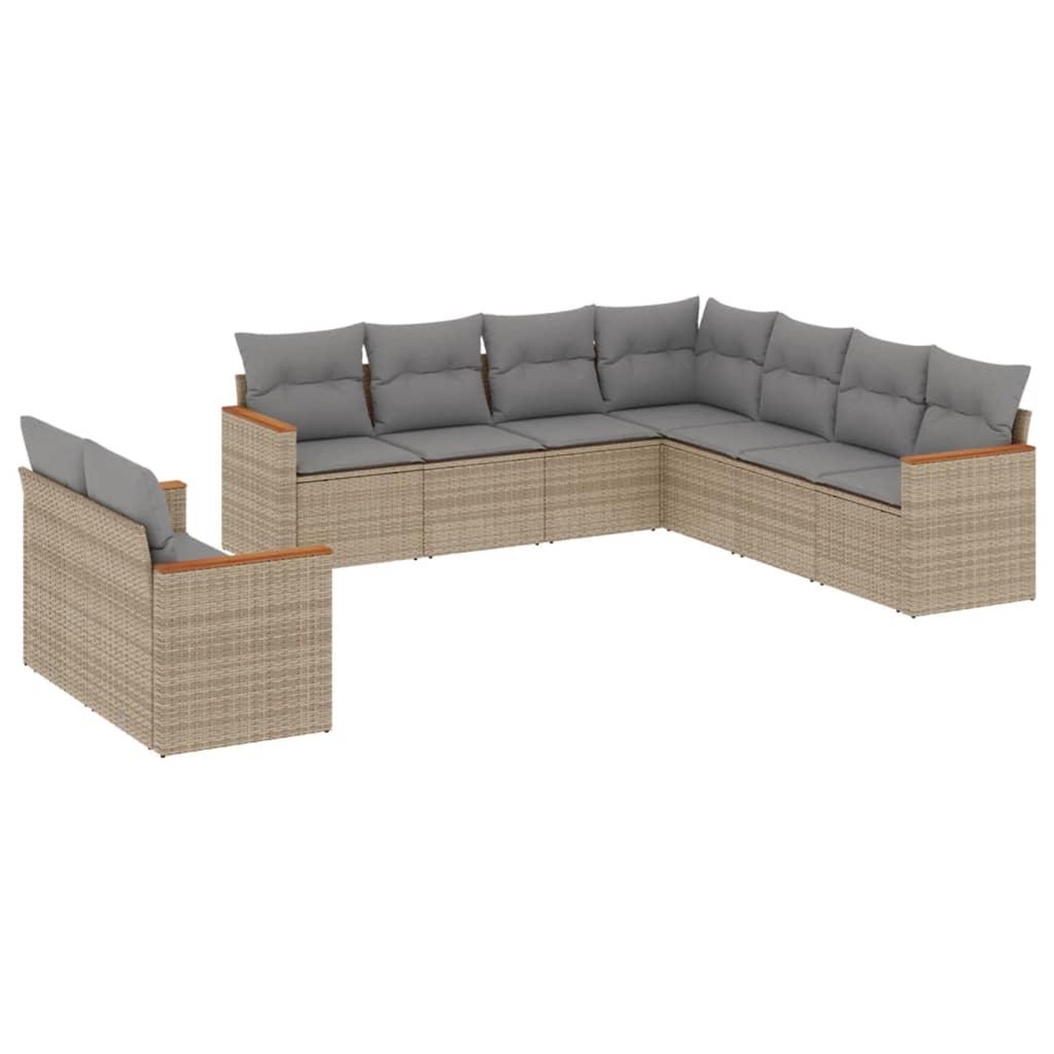 Voir la diapositive 2 : VIDAXL Salon de jardin avec coussins 9 pcs beige resine tressee