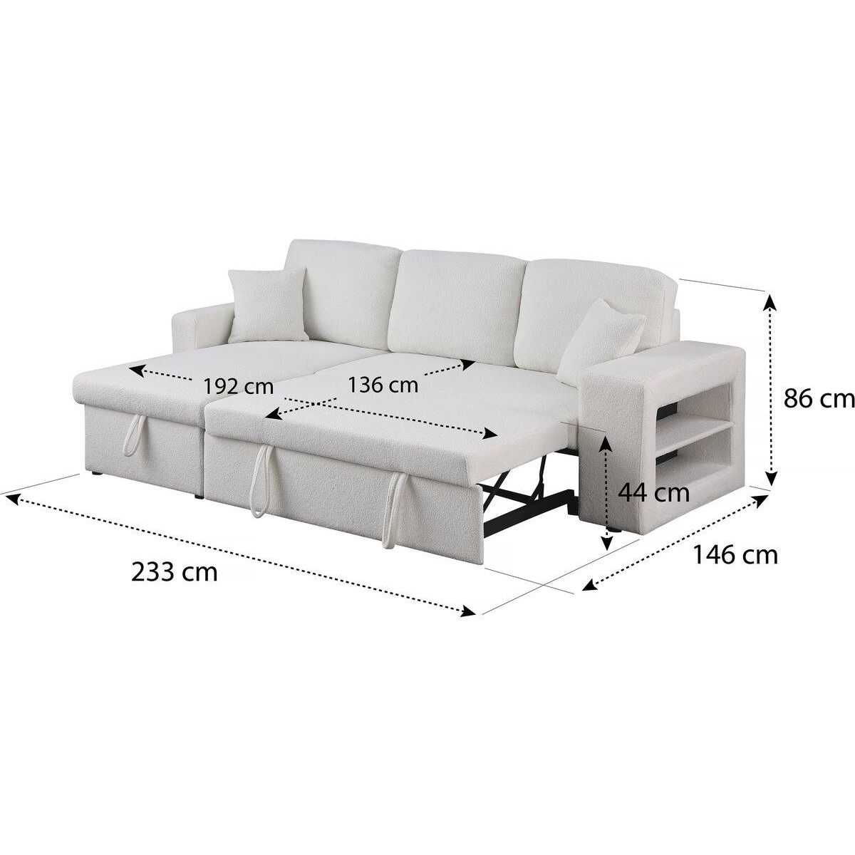 Habitat et Jardin Canapé d'angle bouclettes convertible/reversible  Axel  - 3 Places - Blanc