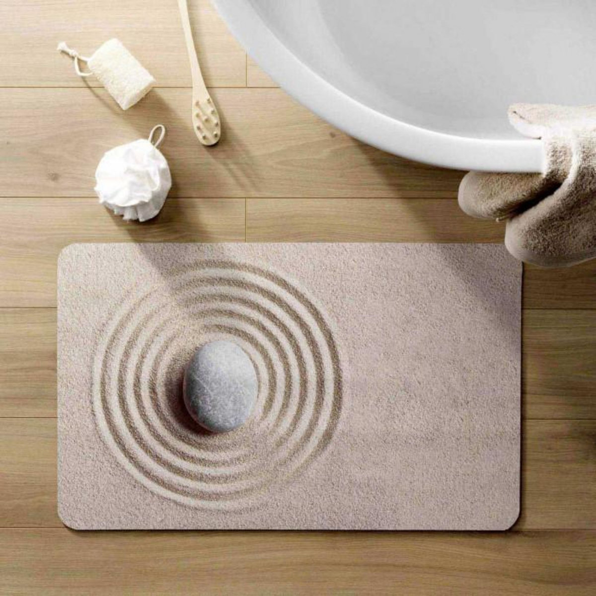 Paris Prix Tapis de Bain Imprimé  Serena  50x80cm Beige