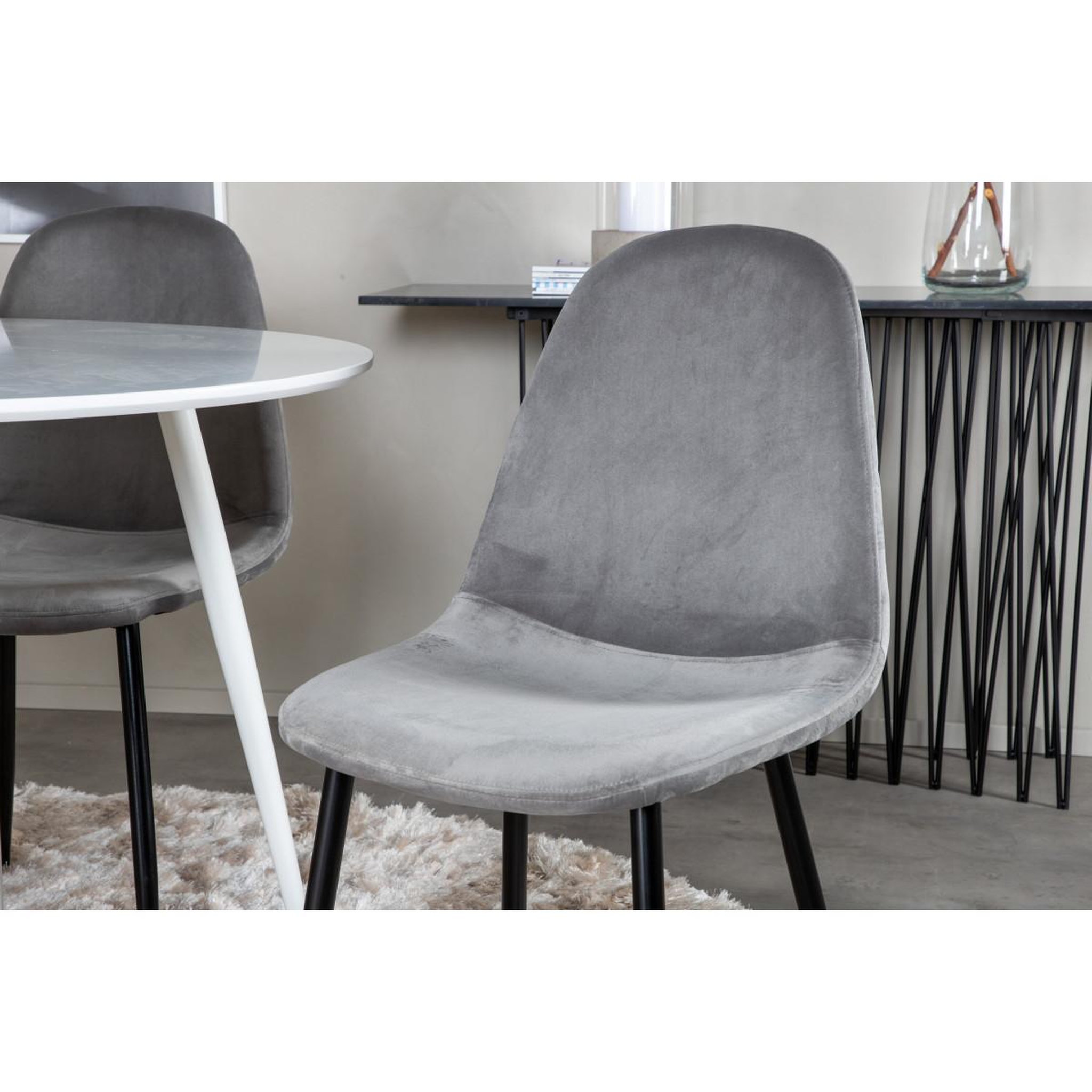 Voir la diapositive 5 : Paris Prix Ensemble table à manger & 4 chaises  plaza & polar i  100cm blanc & gris