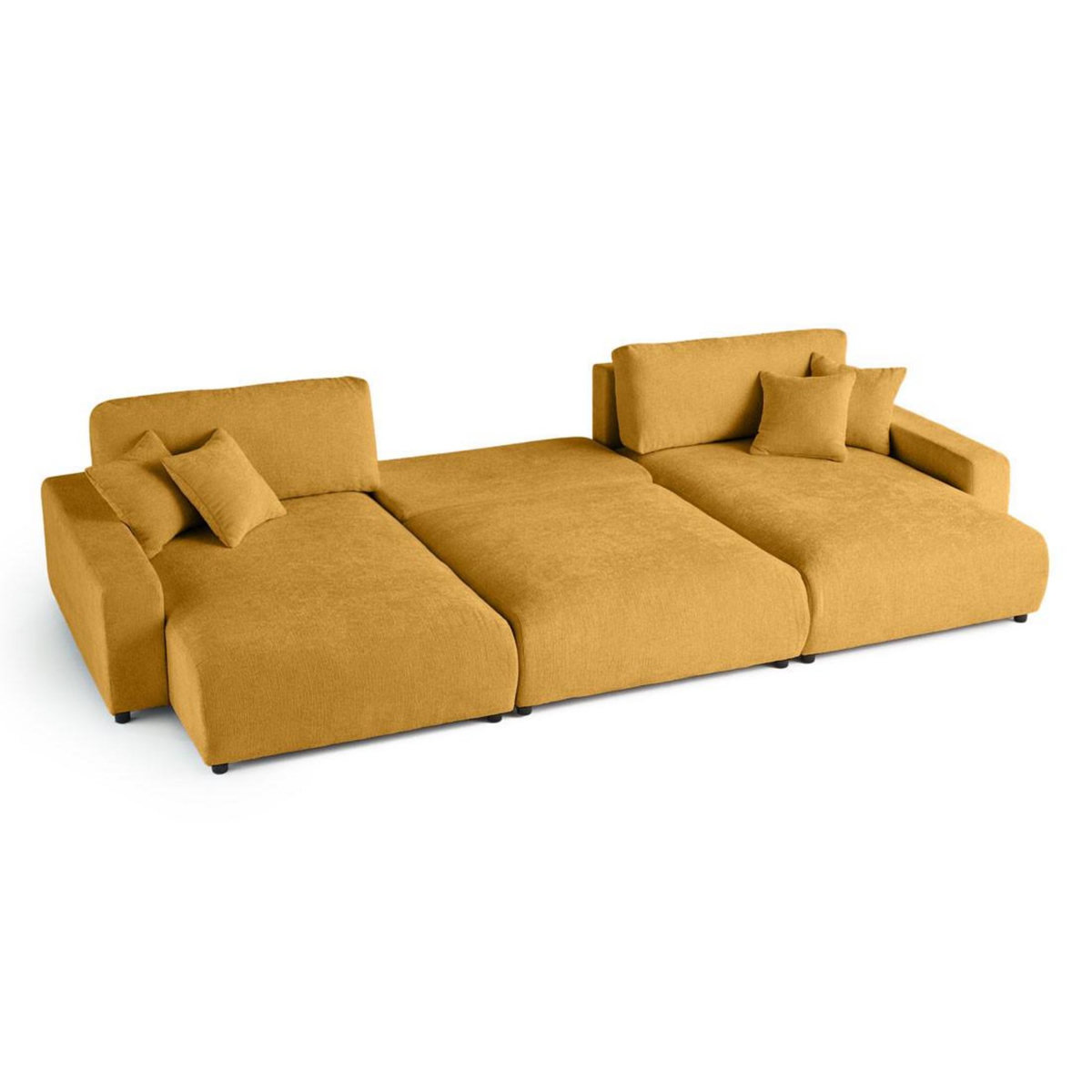 LISA DESIGN Pivoine - canapé panoramique en u - 7 places - convertible avec coffre - en velours texturé