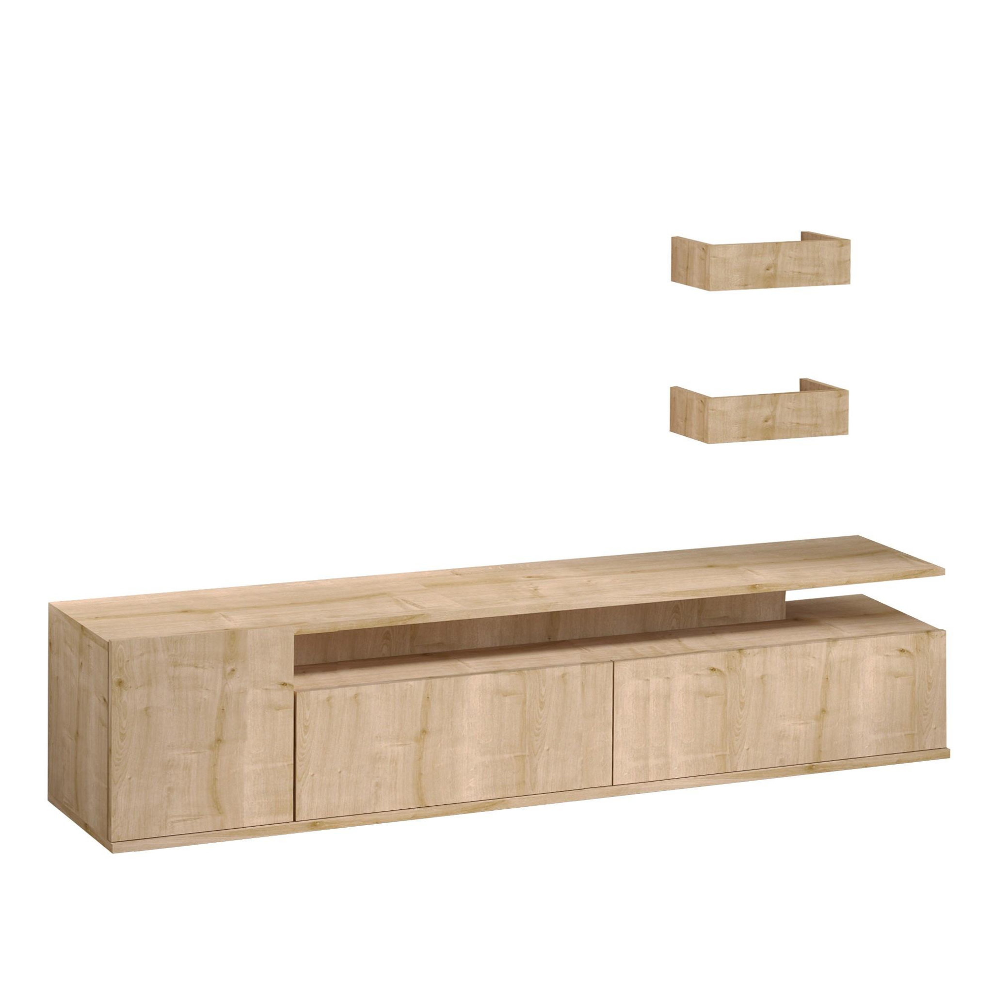 Habitat et Jardin Meuble tv en bois  alika  - 180 x 35 x 45 cm - chêne