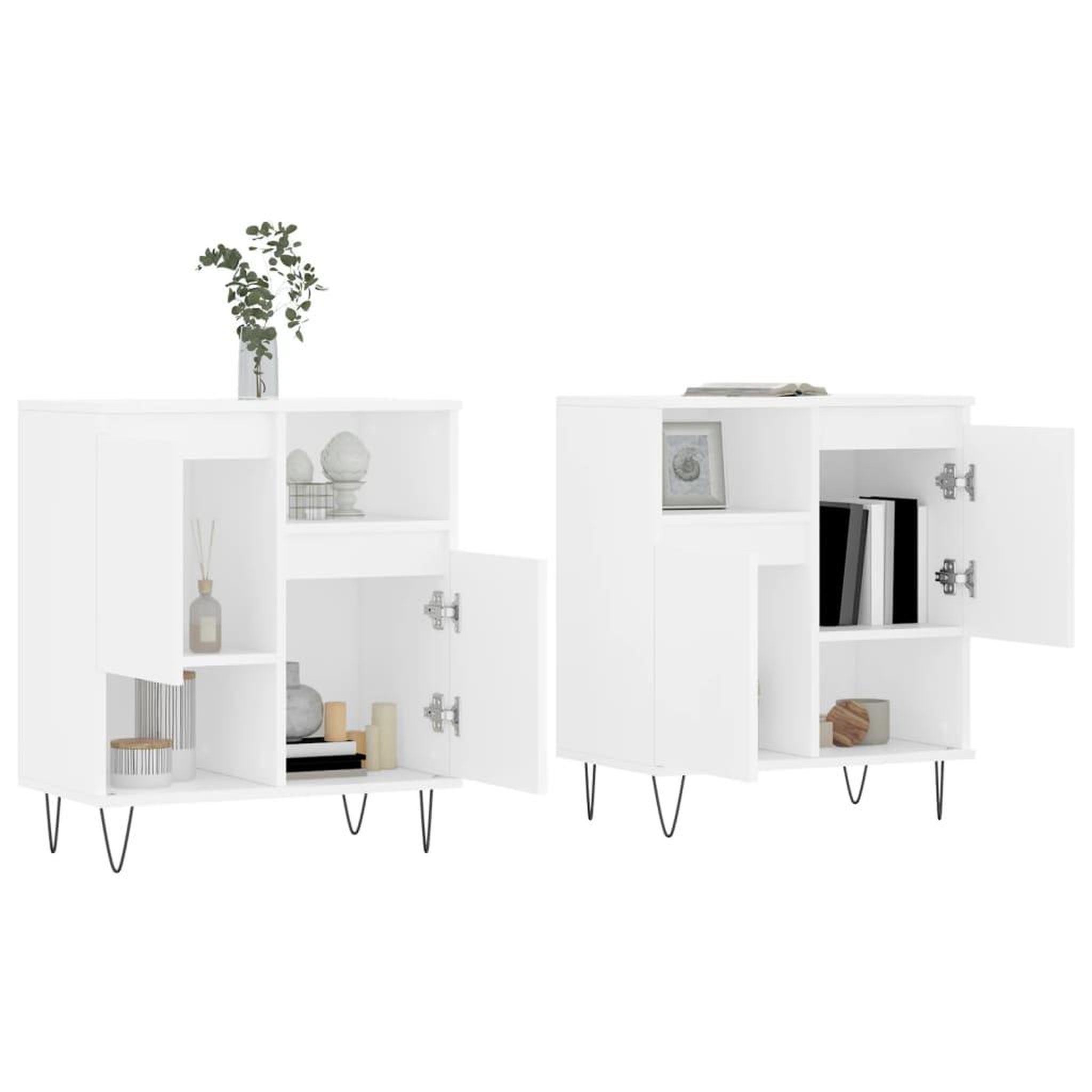 Voir la diapositive 3 : VIDAXL Buffets 2 pcs blanc bois d'ingenierie