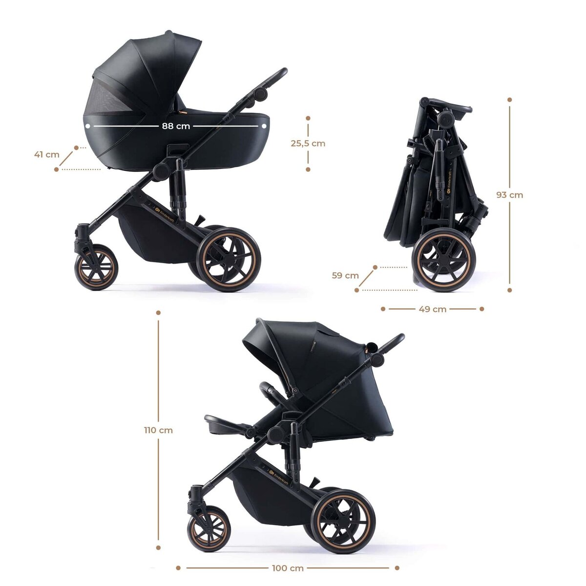 KINDERKRAFT Poussette évolutive 2 en 1 suspension améliorée pour enfants à 22 kg