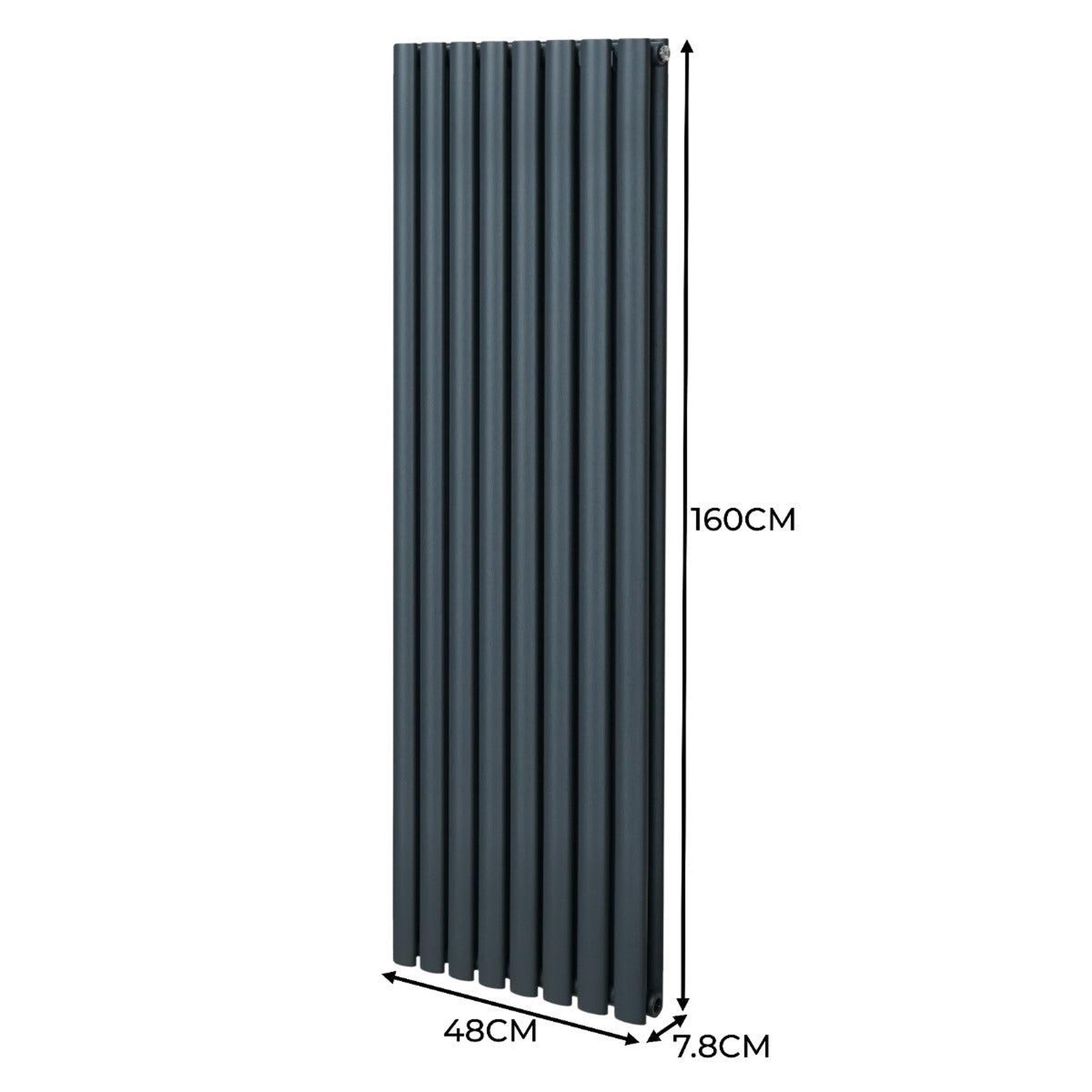 Voir la diapositive 5 : MONSTERSHOP Radiateur à colonnes ovales, 2 panneaux- 1600 x 480 mm – gris anthracite