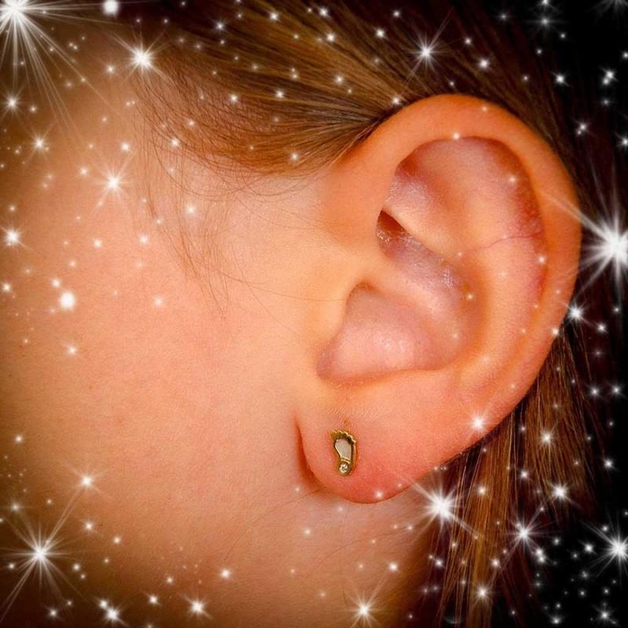 Voir la diapositive 4 : L'ATELIER D'AZUR Boucles d'Oreilles Or 18 Carats 750/000 Jaune et Nacre - Pieds