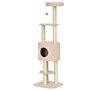 Voir la diapositive 1 : PAWHUT PawHut Arbre à Chats avec Griffoir Niche Poteaux Peluche Haute Densité 45L x 40L x 148H cm Beige