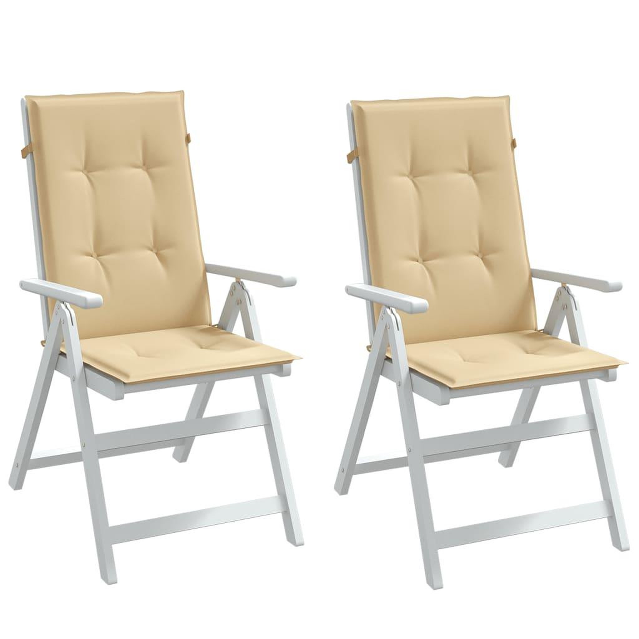 VIDAXL Coussins de chaise a dossier haut lot de 2 beige melange tissu